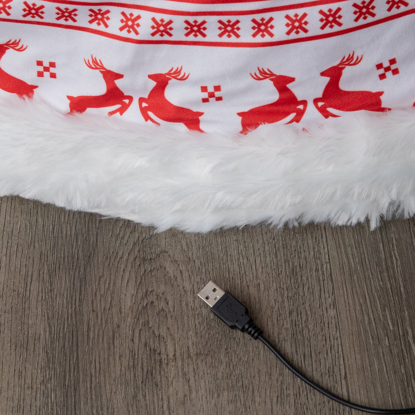 60cm USB Powered Light up Snowflake & Reindeer Christmas Tree Collar with LEDs