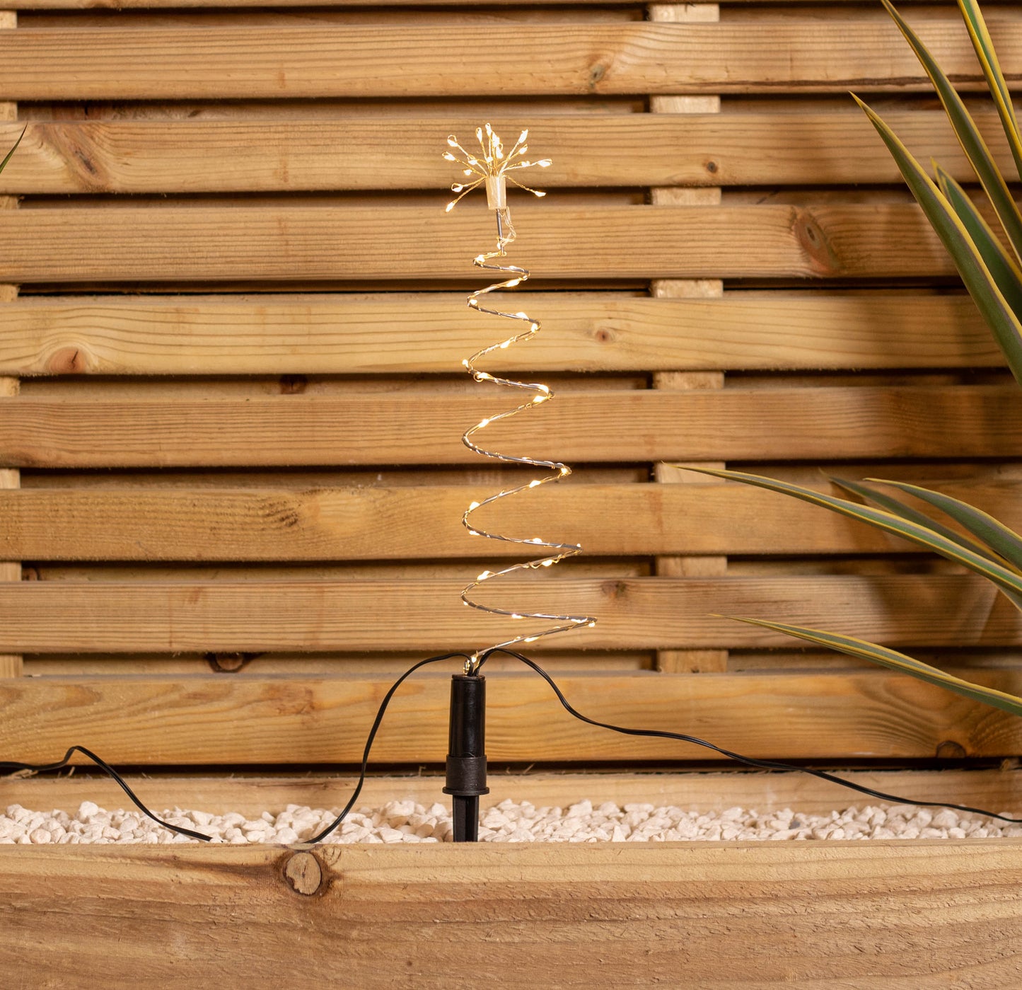 30cm Set of 4 Light up Silver Shaped Christmas Tree Garden Path Lights with 200 Warm White LEDs