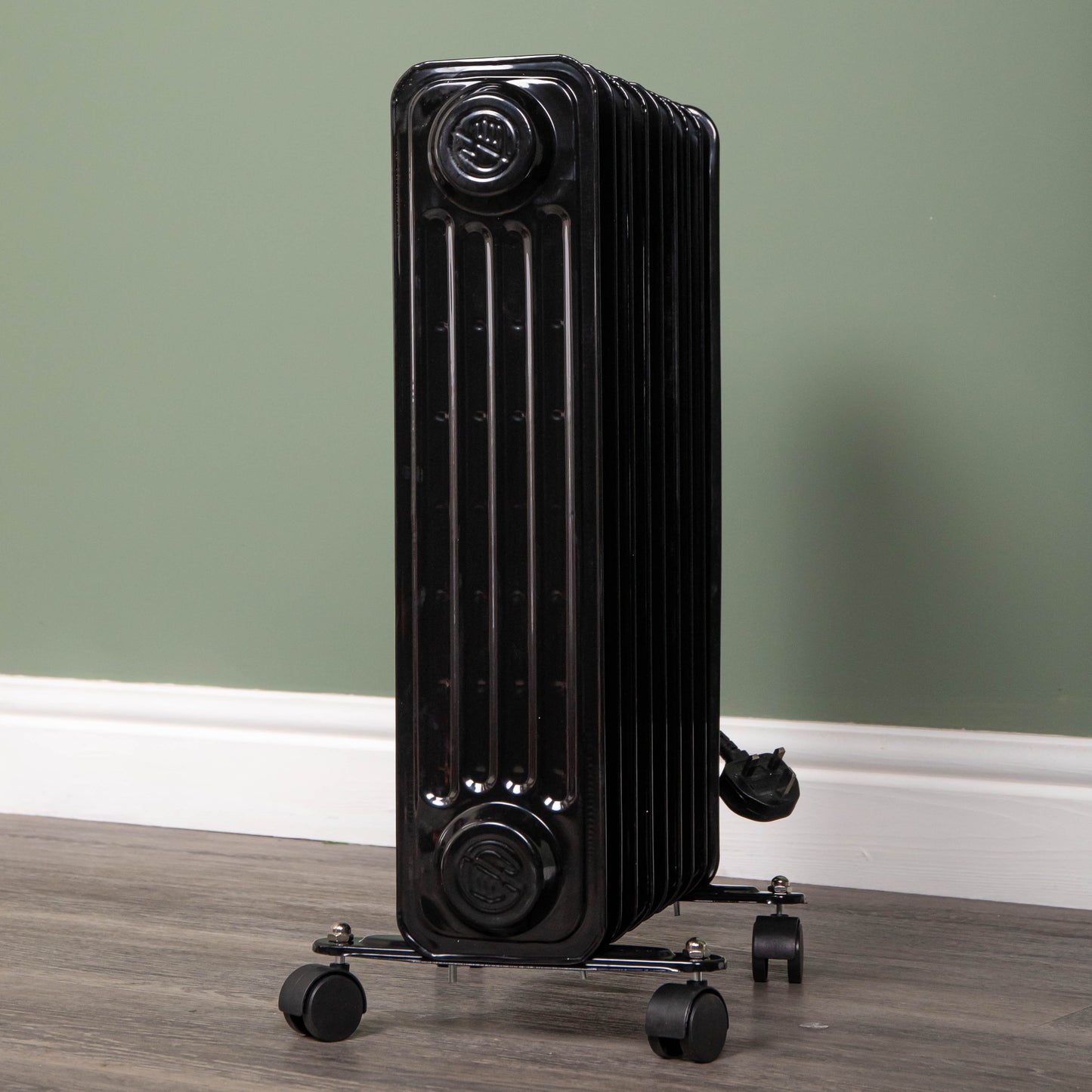 2000w 2kw 9 Fin Slimline Black Oil Filled Radiator Heater with Adjustable Thermostat