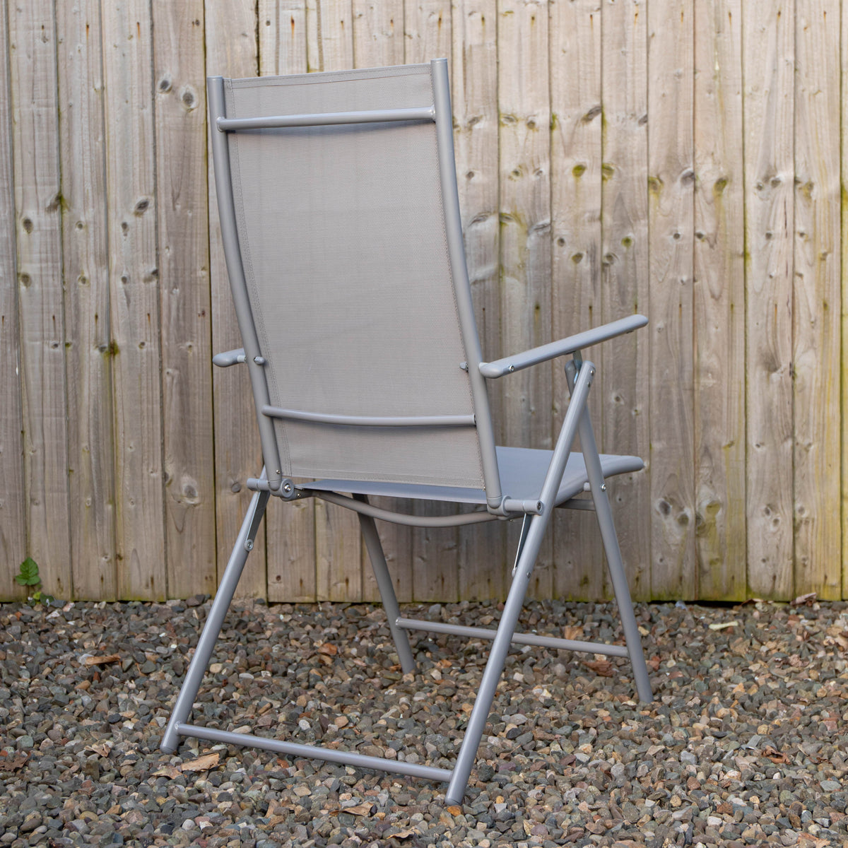 Set of 2 Outdoor Garden Patio Multi Position Reclining Folding Chair in Grey
