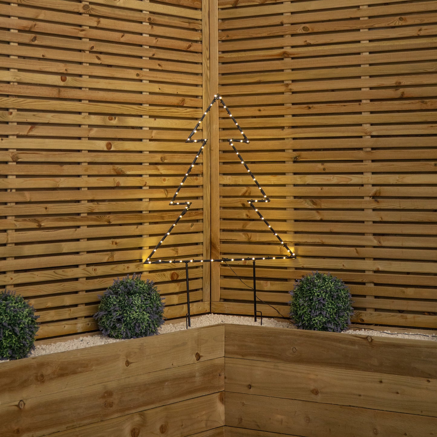 73cm x 80cm Light up Dewdrop Metal Christmas Tree with Garden Stake & Warm White LEDs