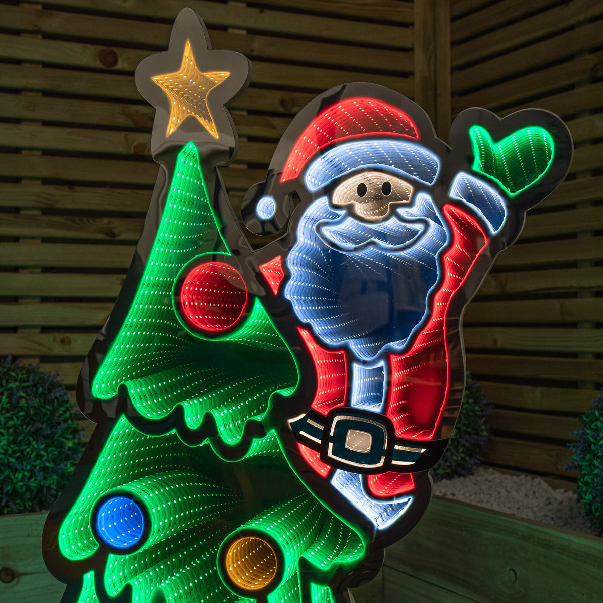 1.2m Light up Christmas Tree with Santa Infinity Decoration with Multi-Coloured LEDs