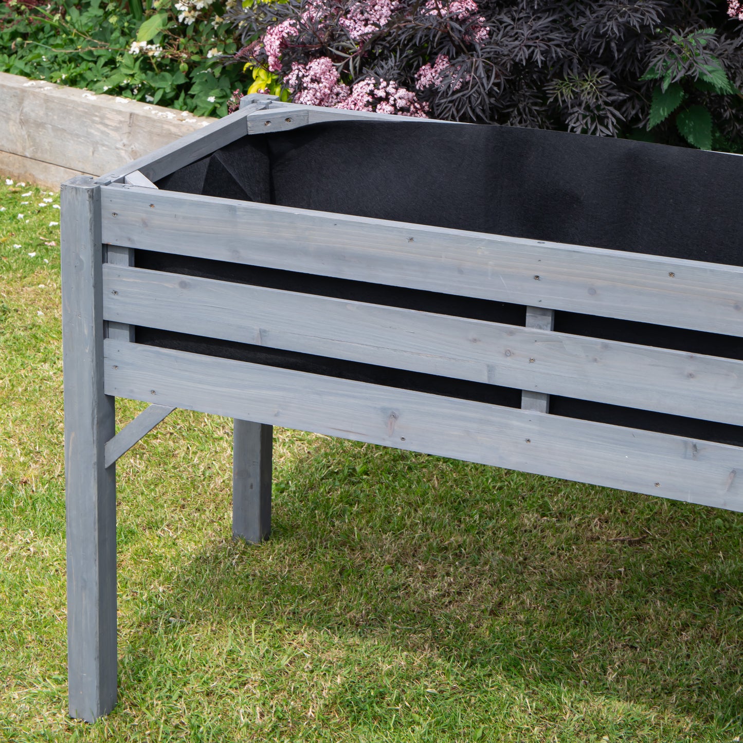 75 x 123cm Samuel Alexander Large Raised Grey Wooden Garden Bed Planter with Slatted Base