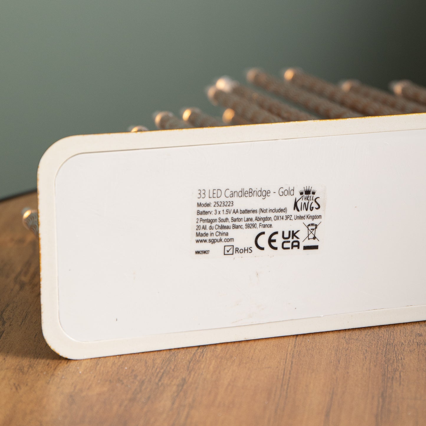 33cm Battery Operated Gold Light up Christmas Candle Bridge with 33 Warm White LEDs