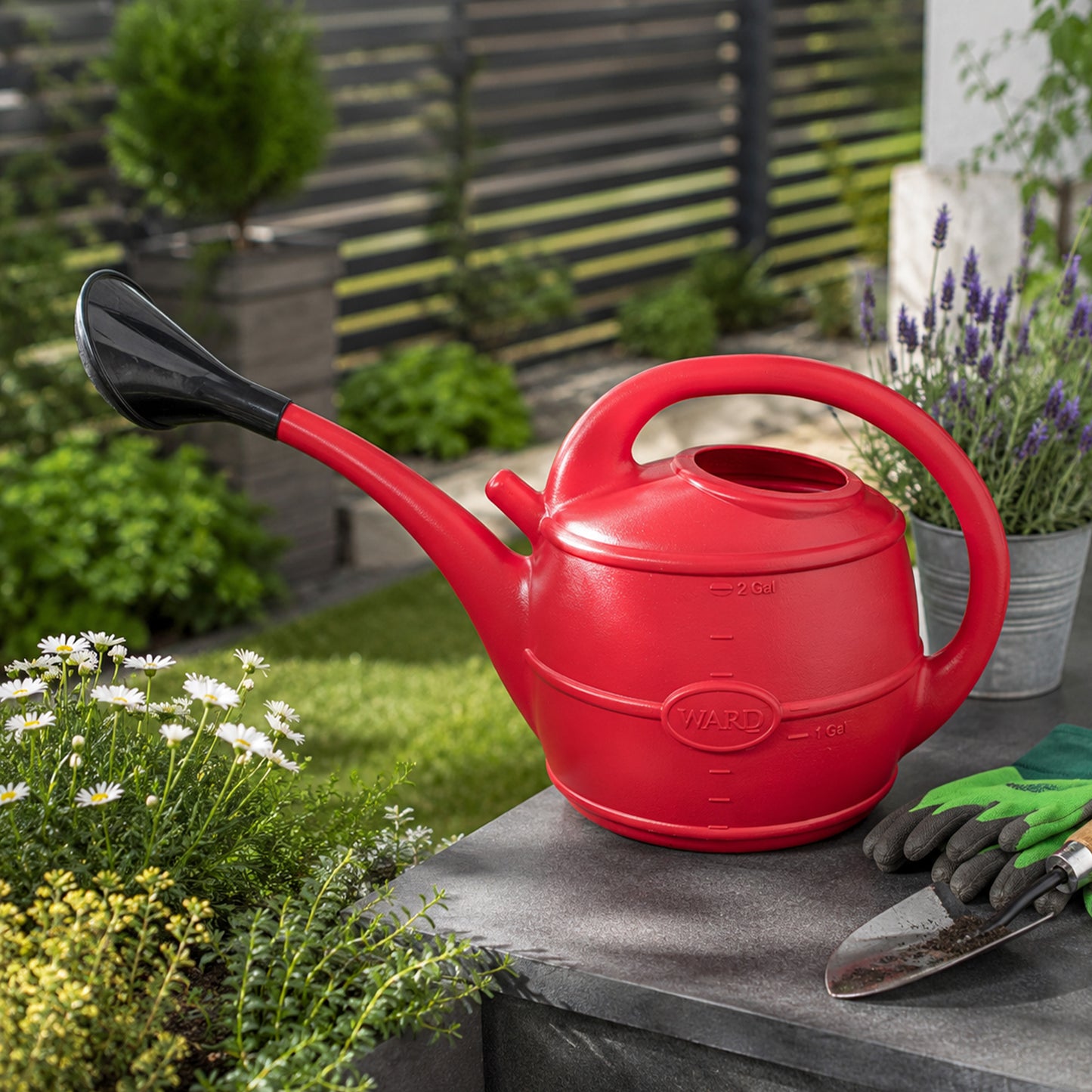 10L Ward Garden Watering Can with Rose - Red