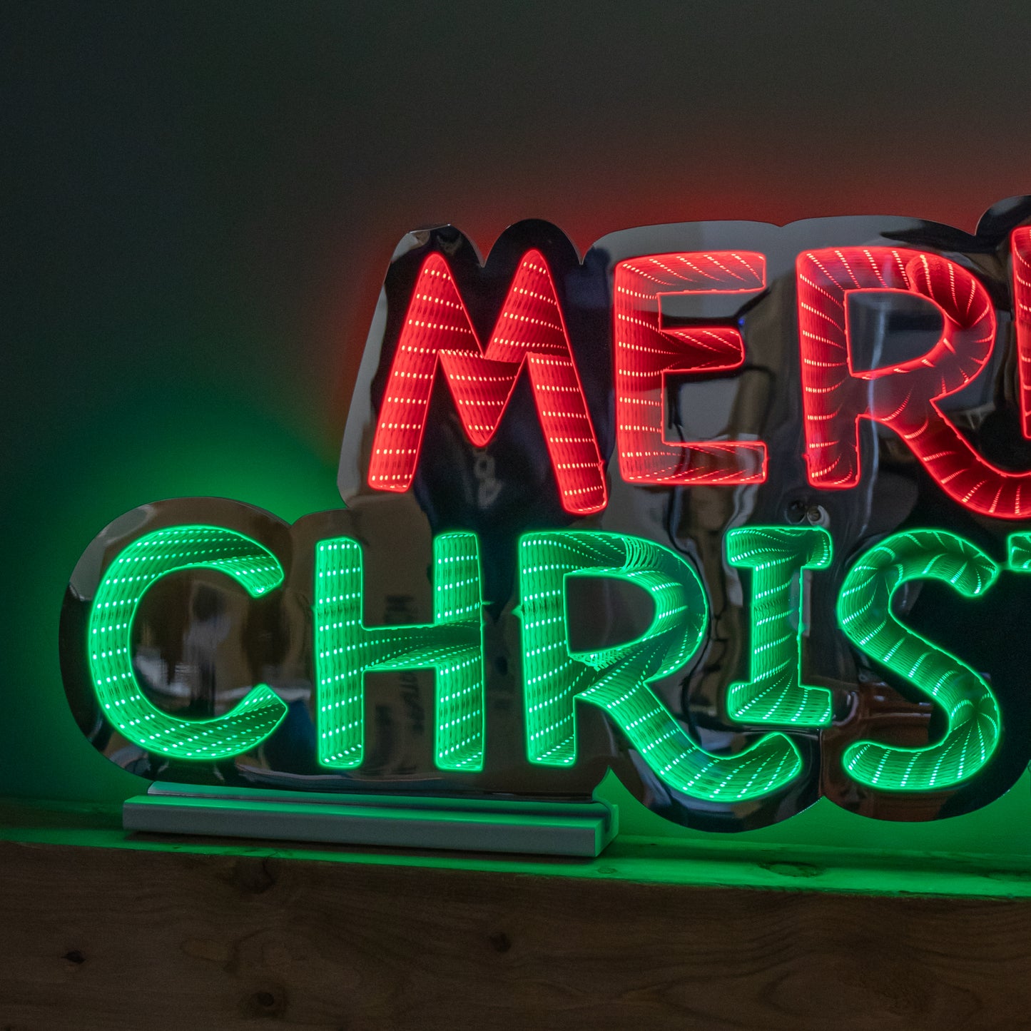 1m Light up Merry Christmas Infinity Light Decoration with Red and Green LEDs