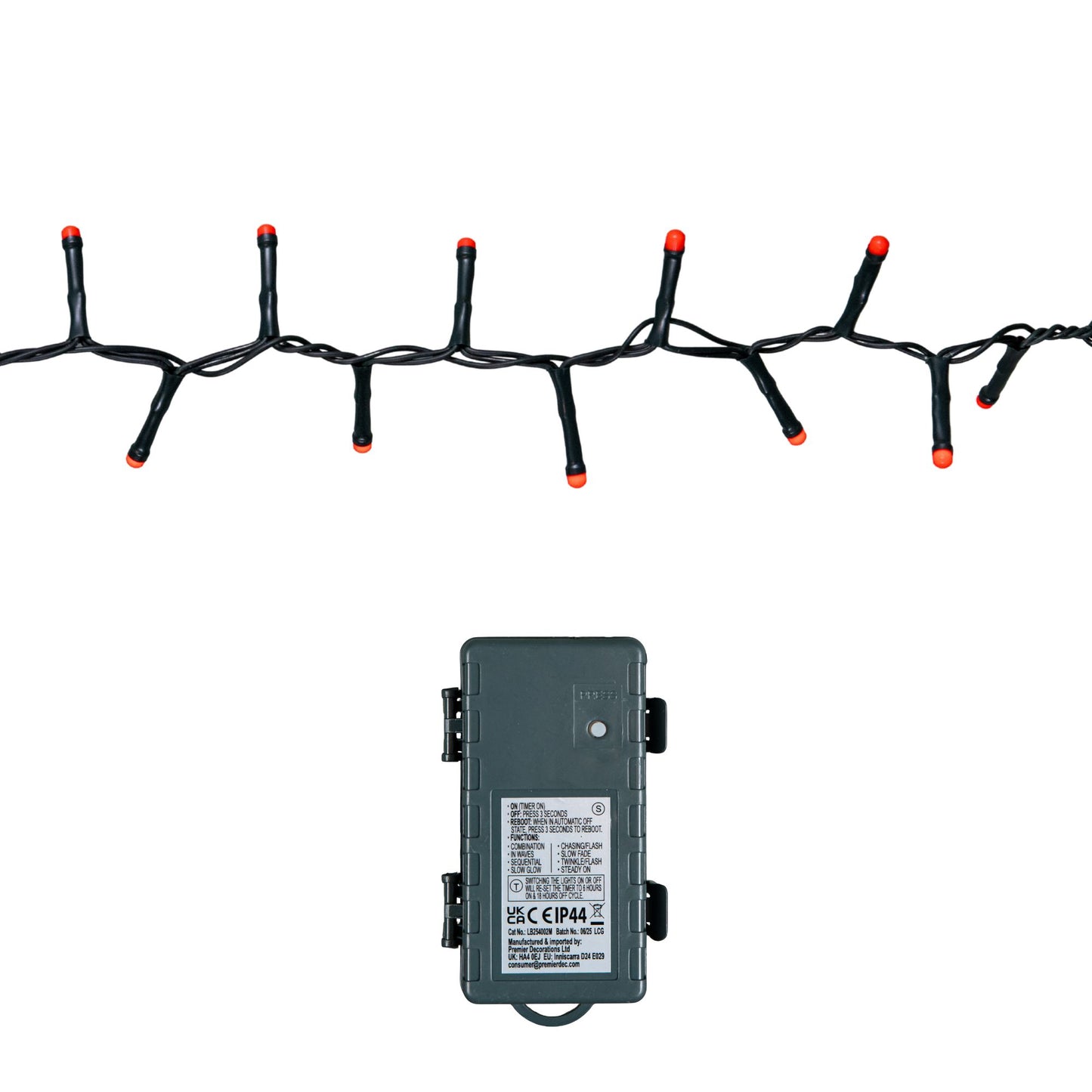 9m 360 LED Battery Operated Christmas BerryBrights String Lights in Red