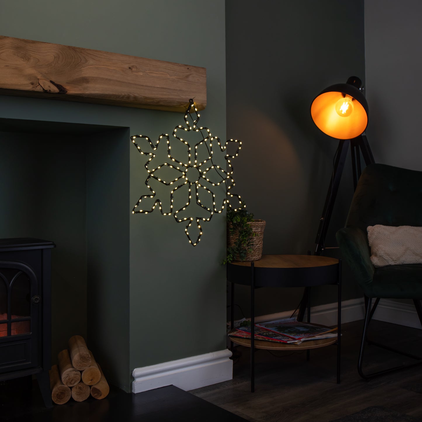 50cm x 44cm Light up FlexiBrights Christmas Snowflake with 165 Warm White LEDs