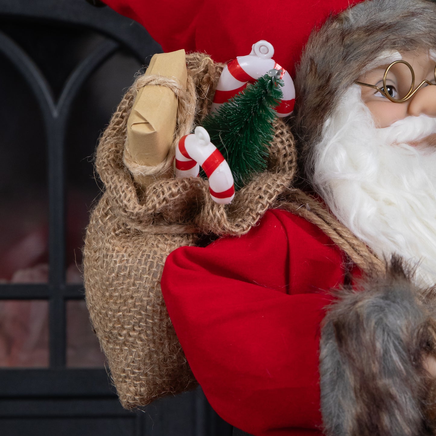 45cm Standing Traditional Santa Claus Christmas Decoration with Gift Sack