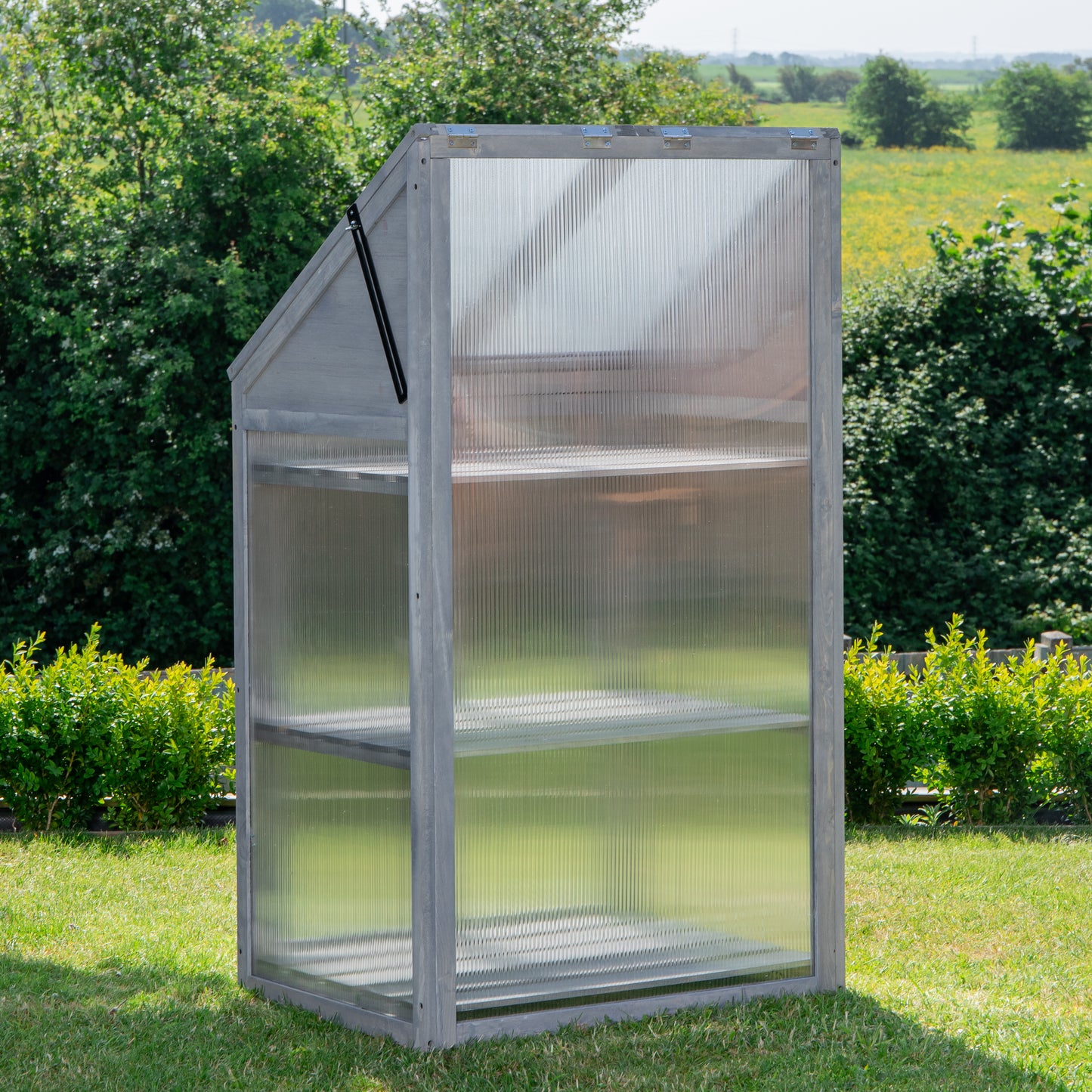 Samuel Alexander Wooden Mini Greenhouse Cold Frame - Small Greenhouse Grey H120 x W69 x D49cm