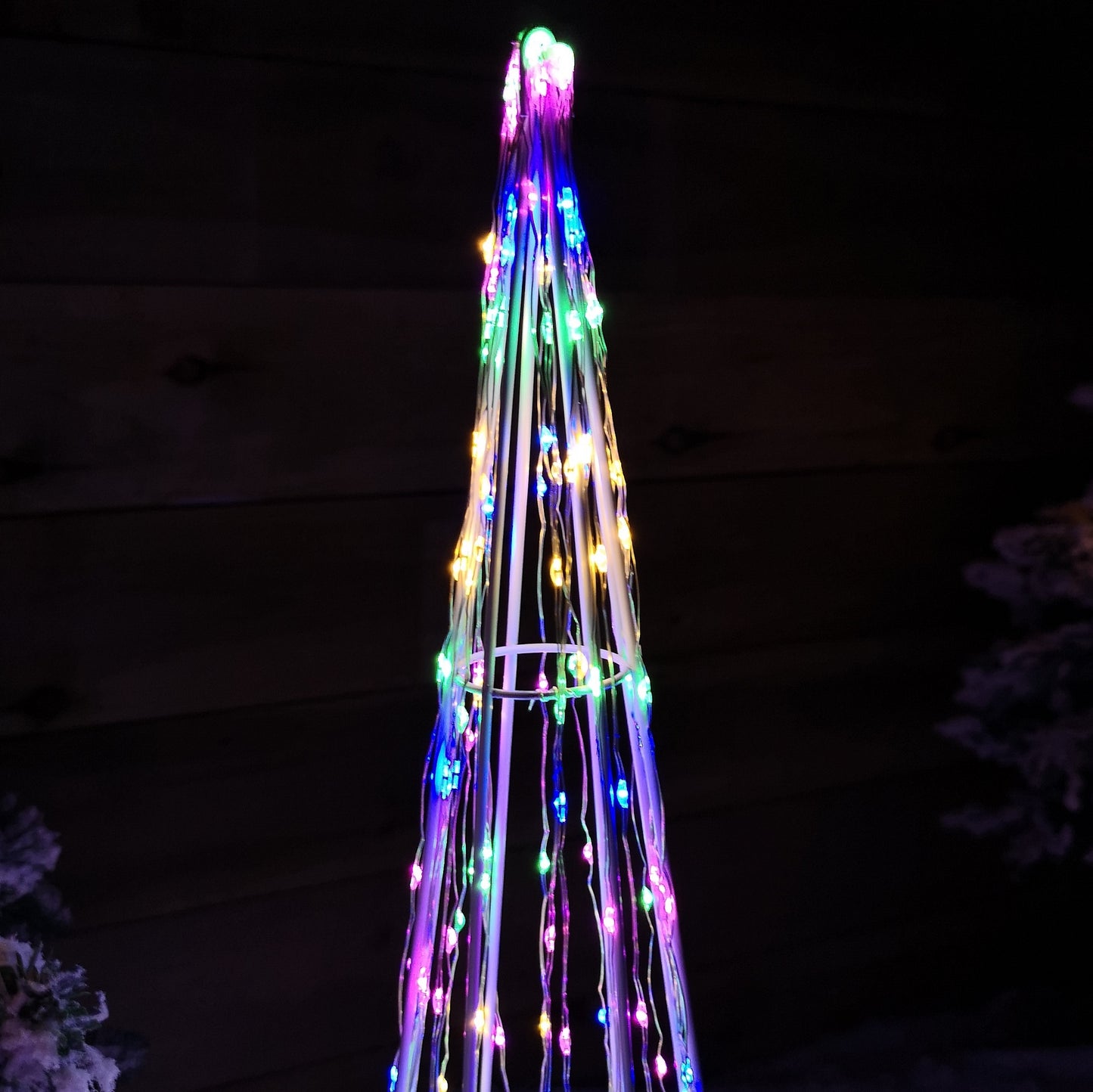 Multi Function LED White Tree Cone Trio with 640 Multi Coloured LEDs
