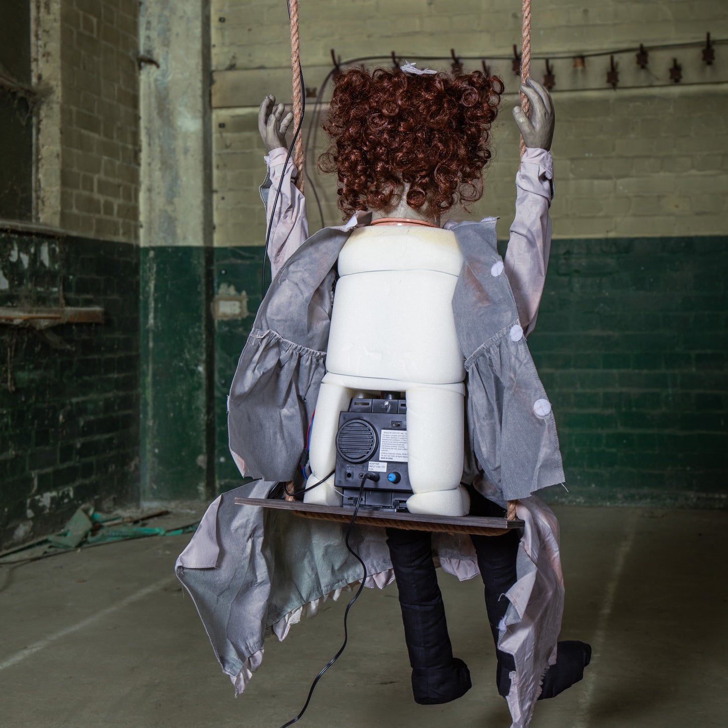 5.5ft Motion Activated Animated Swinging Decrepit Halloween Doll with LEDs