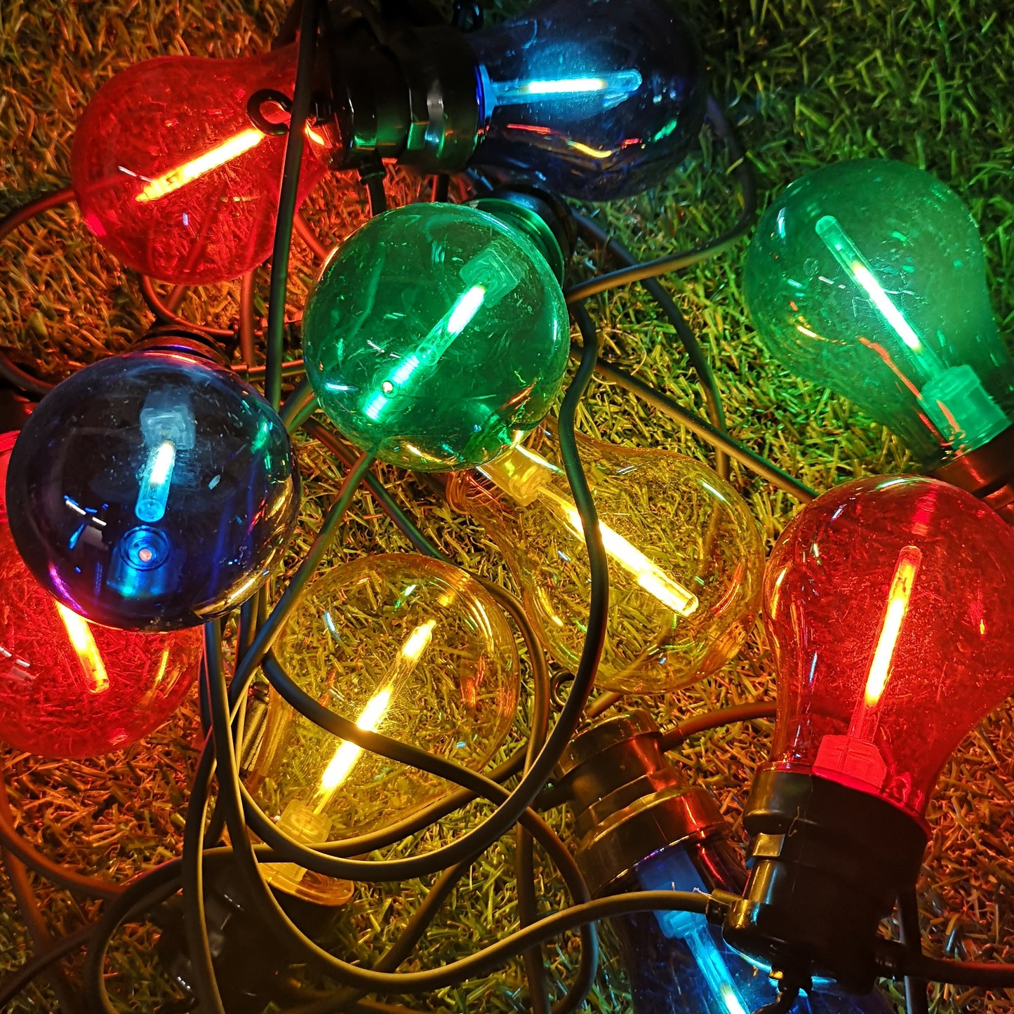 4.5m Set of 10 Connectable Festoon Bulb Lights in Multi-Coloured with Timer Function