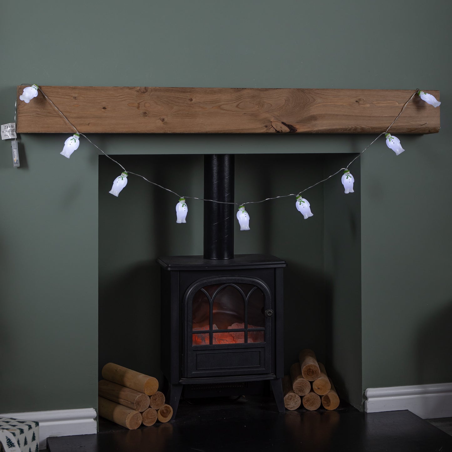 1.8m Battery Powered The Snowman Christmas String Lights with 10 Ice White LEDs