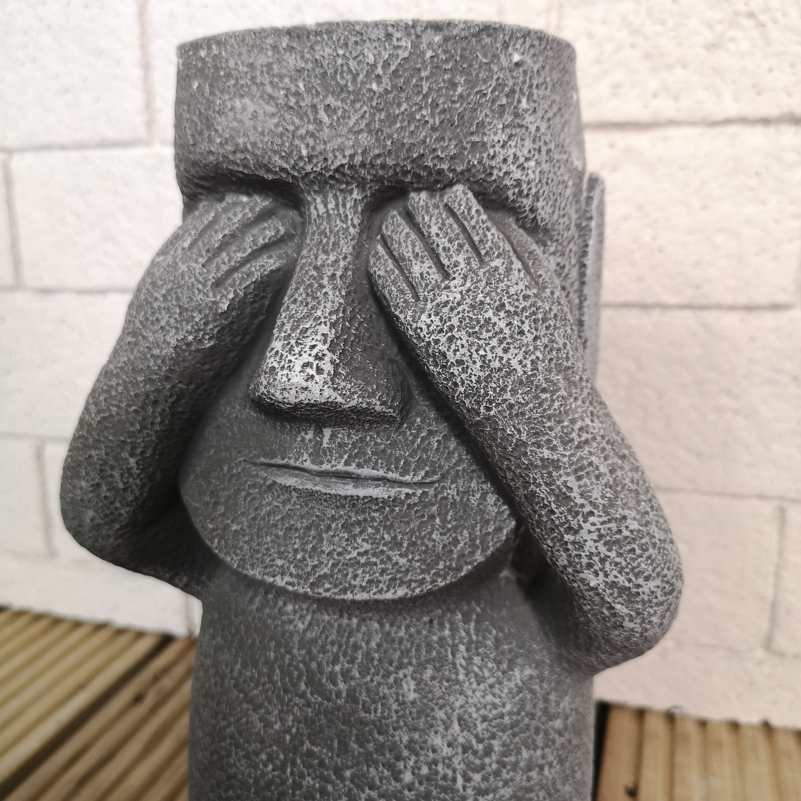 30cm Easter Island See No Evil Garden Patio Decoration Sculpture Plant Pot