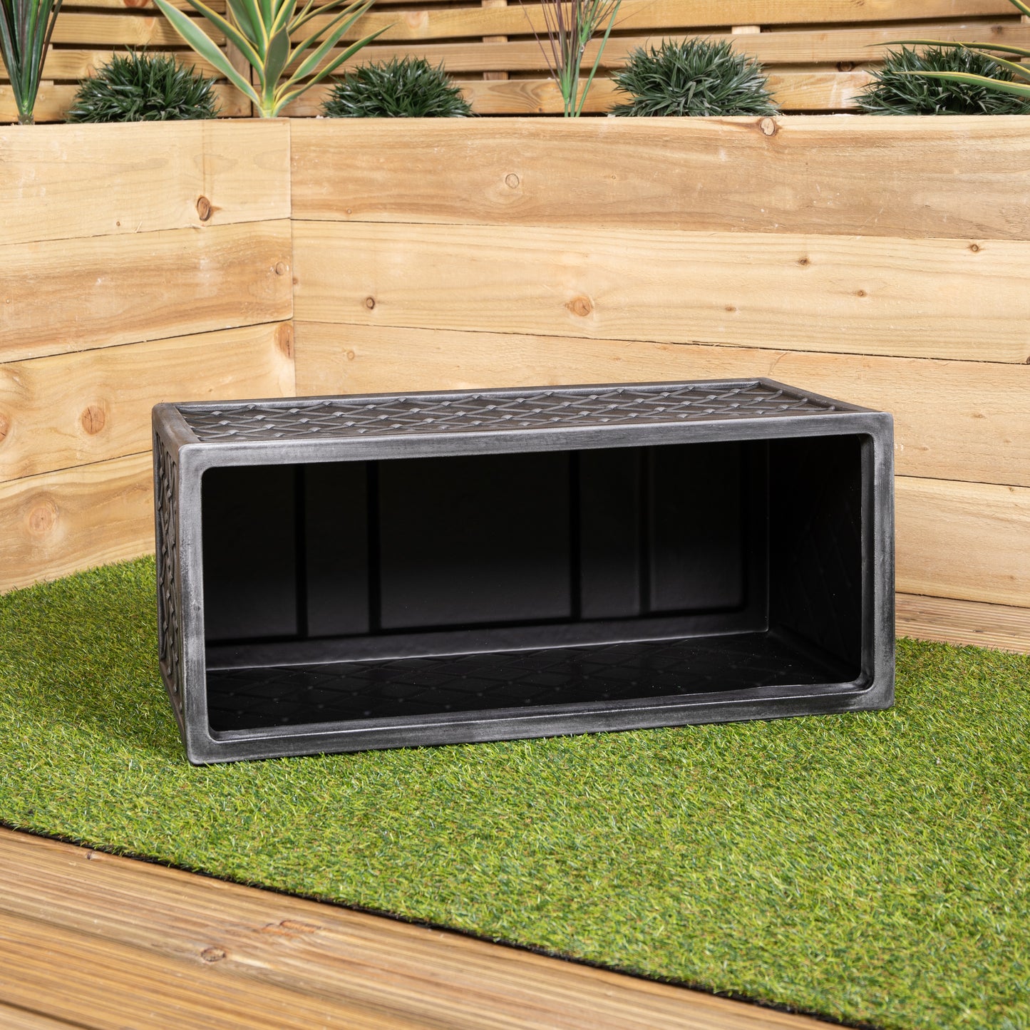 70cm Lazio Grey Plastic Pewter Effect Garden Patio Plant Pot Planter