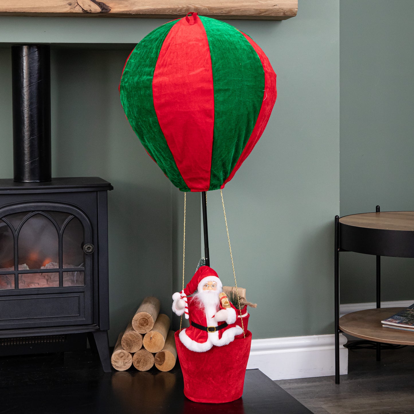 1m Large Red and Green Santa's Hot Air Balloon Hanging Christmas Decoration