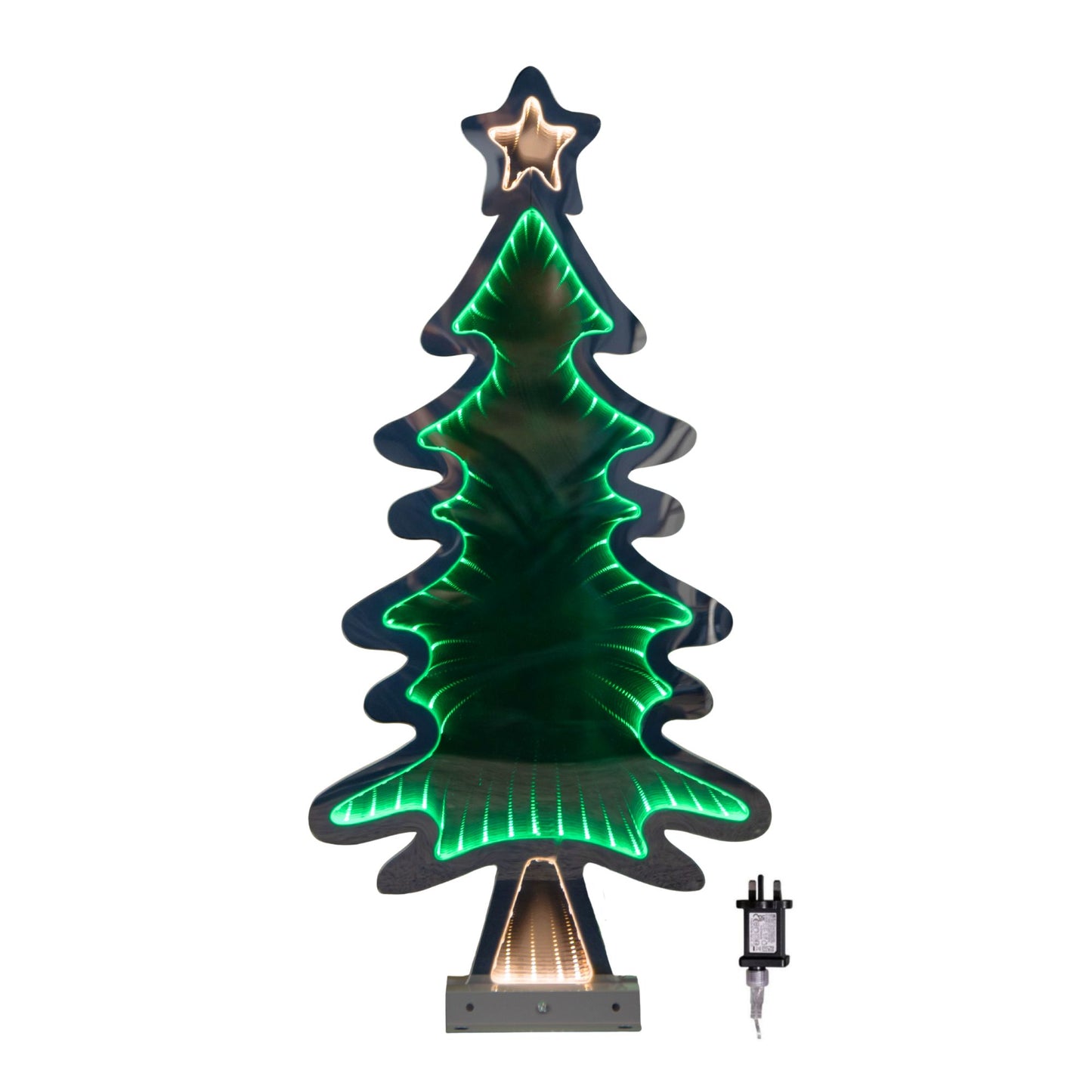 60cm Light up Christmas Tree Infinity Decoration with Green LEDs on Metal Base