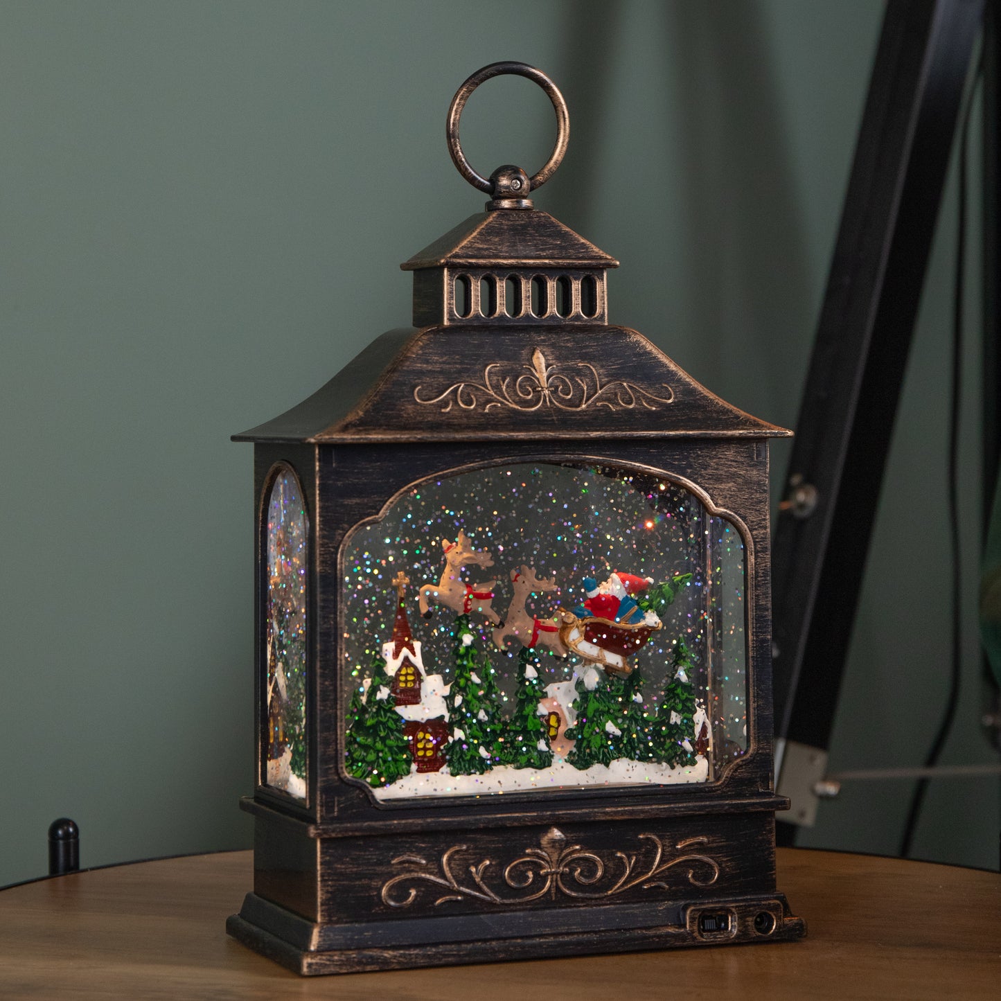 29cm Battery Powered Light up Flying Santa Christmas Water Spinner Lantern with LEDs