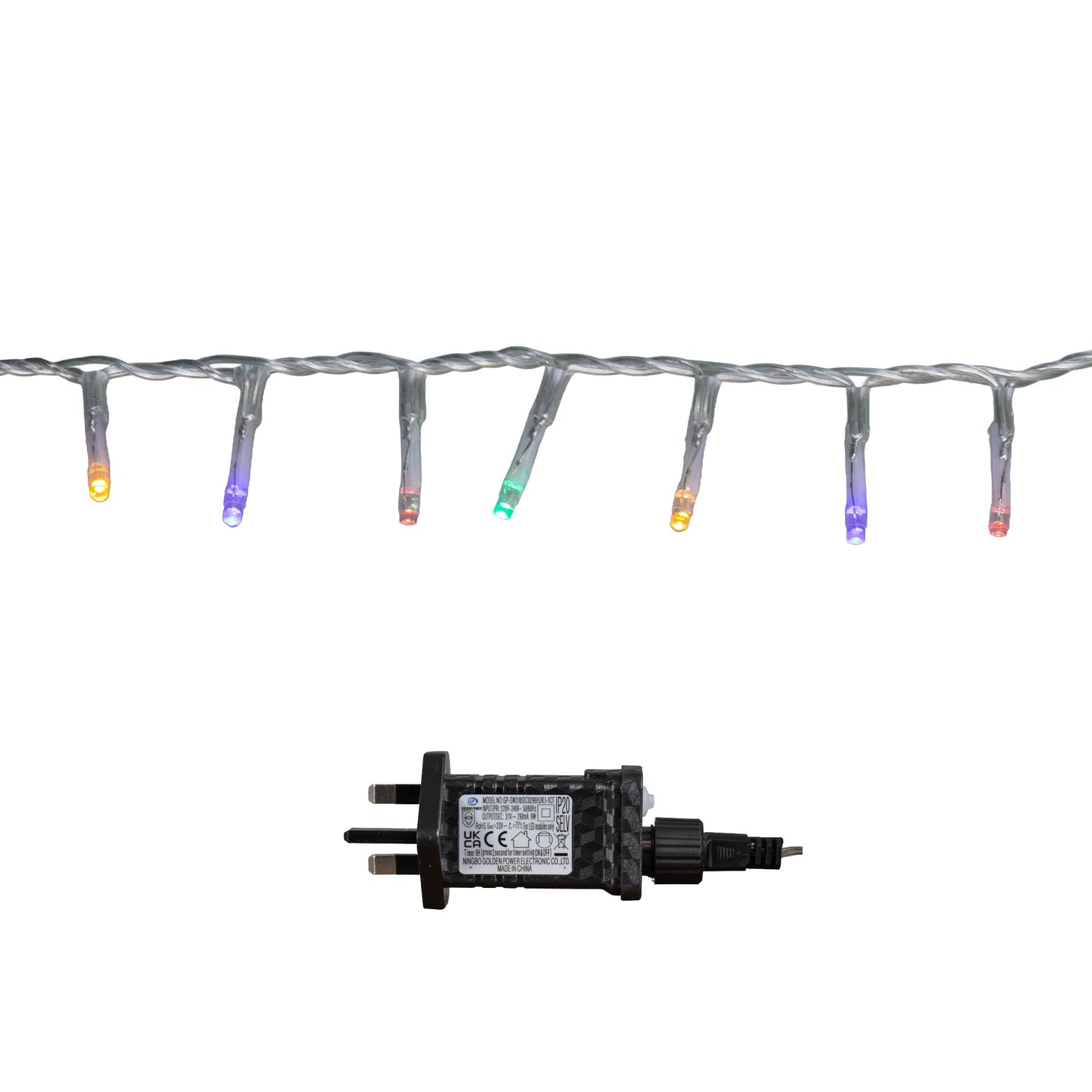 37.5m 1500 LED TreeBrights Christmas String Lights with Timer in Multi-Coloured on Clear Cable