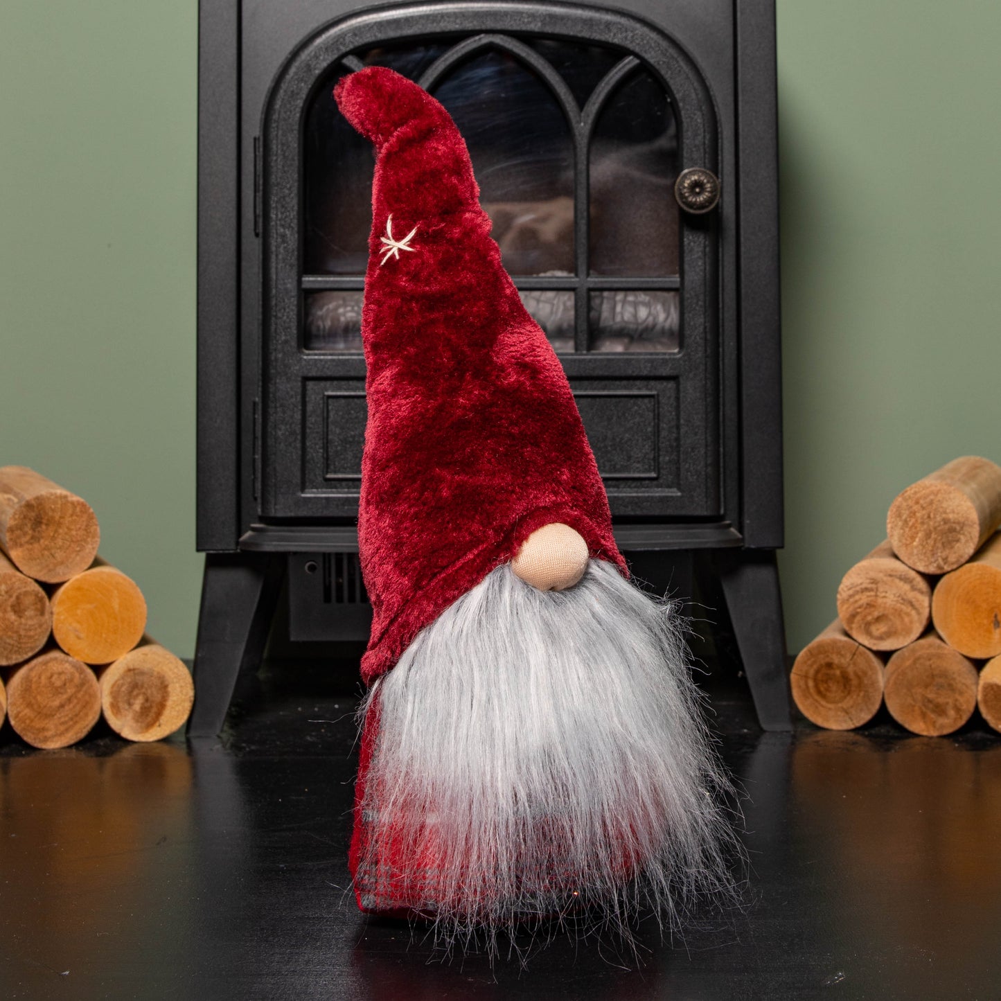 48cm Red Tartan Sitting Christmas Gonk with Snowflake Hat