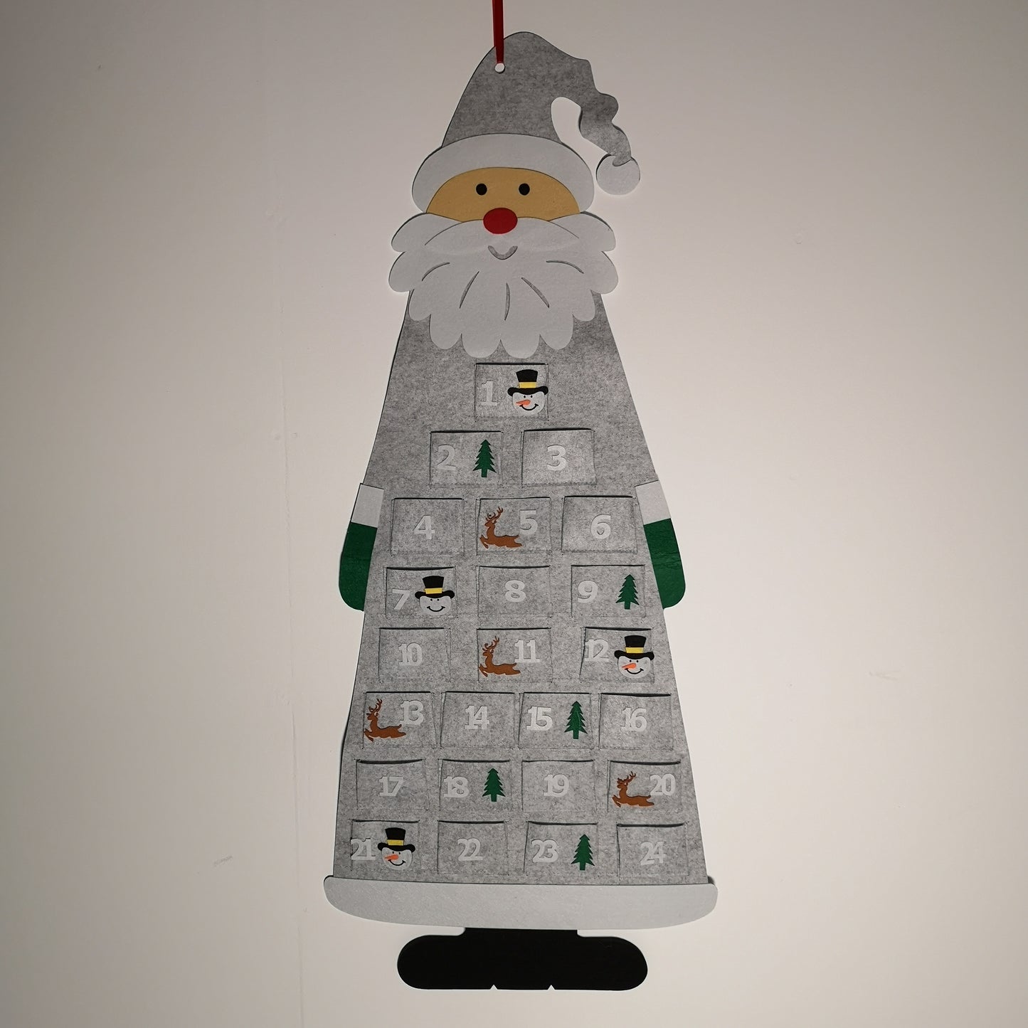 45cm x 115cm Felt Santa Advent Calendar Christmas Decoration in Grey