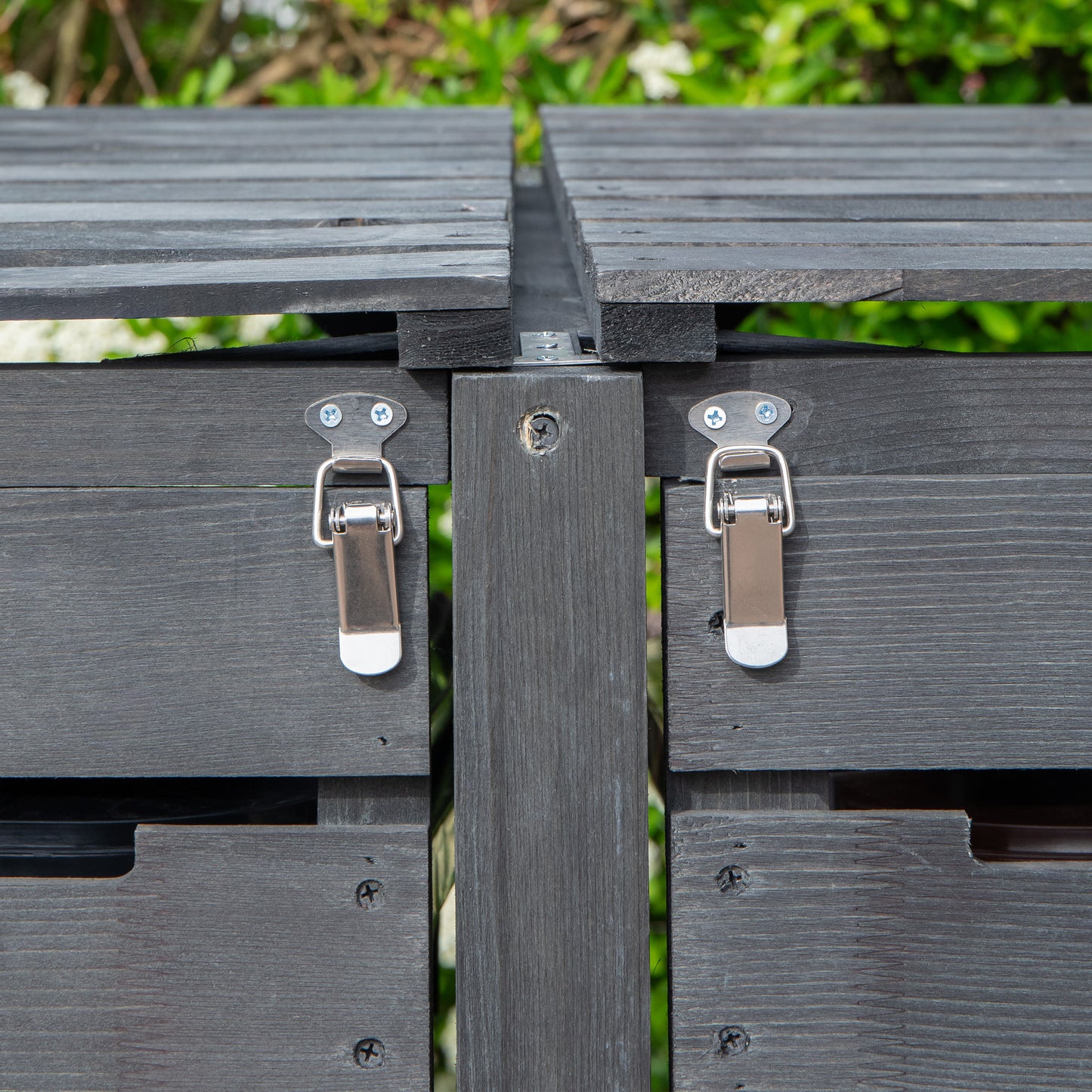 1.43m x 1.16m Outdoor Wooden Garden Double Wheelie Bin Store Storage for 2 Bins in Anthracite