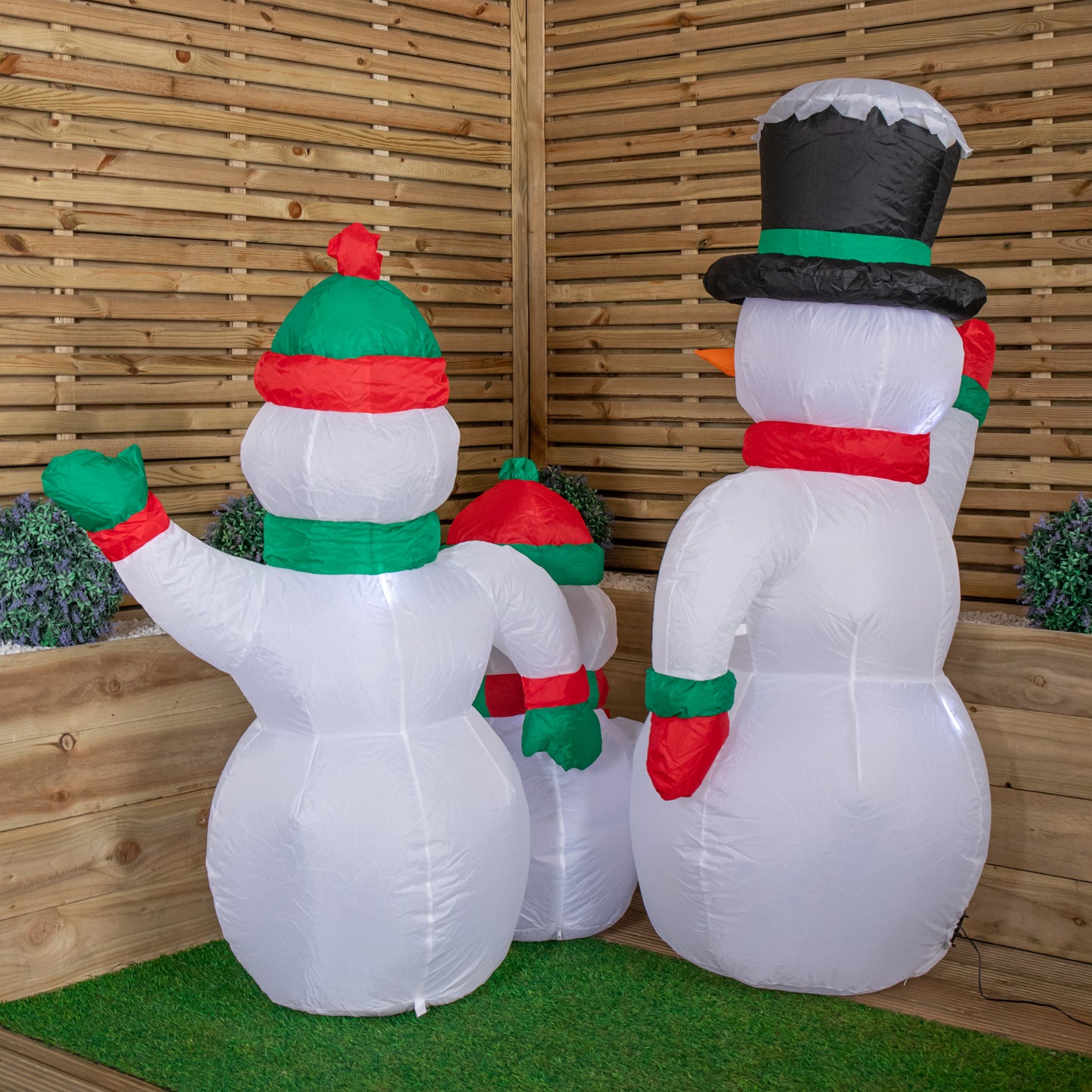 1.5m Light up Christmas Inflatable Snowman Family with 12 White LEDs