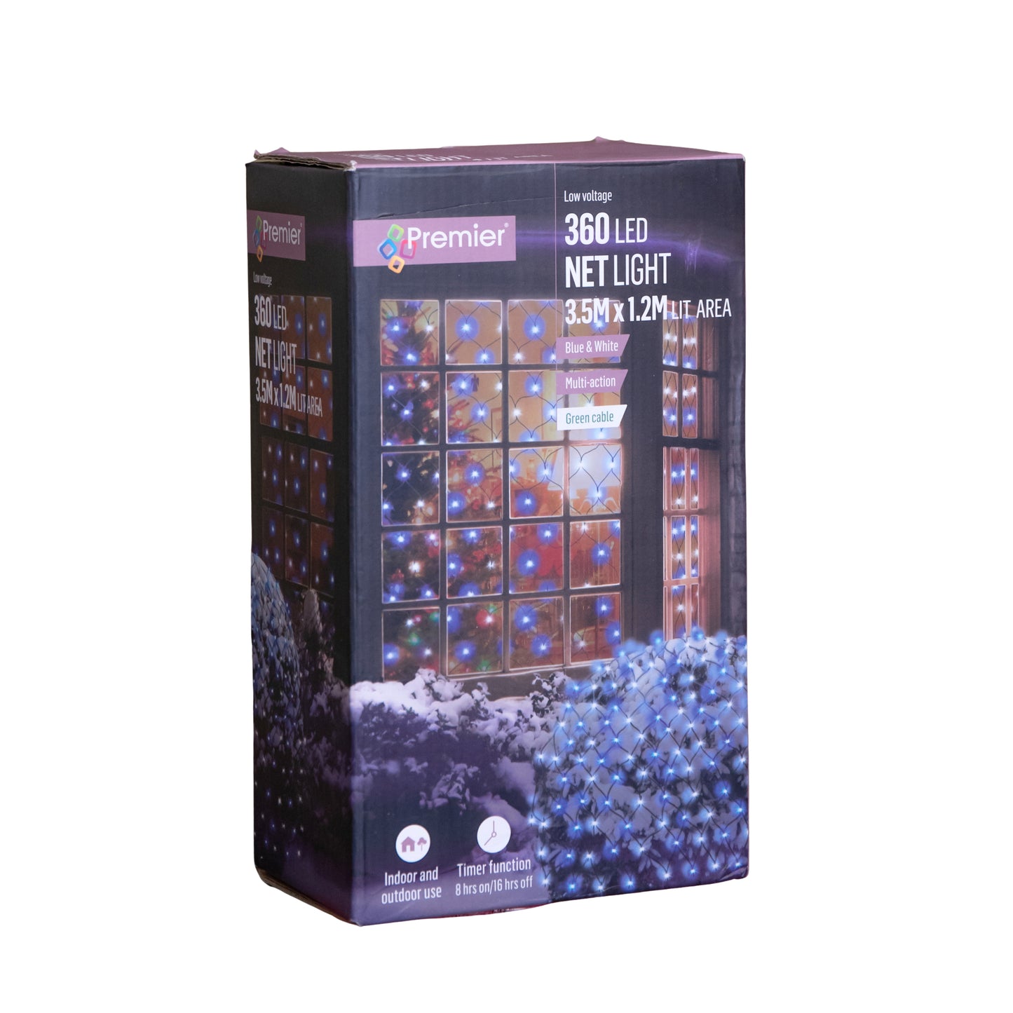 3.5m x 1.2m Christmas Window Net Lights with Multi-Action Blue & White LEDs