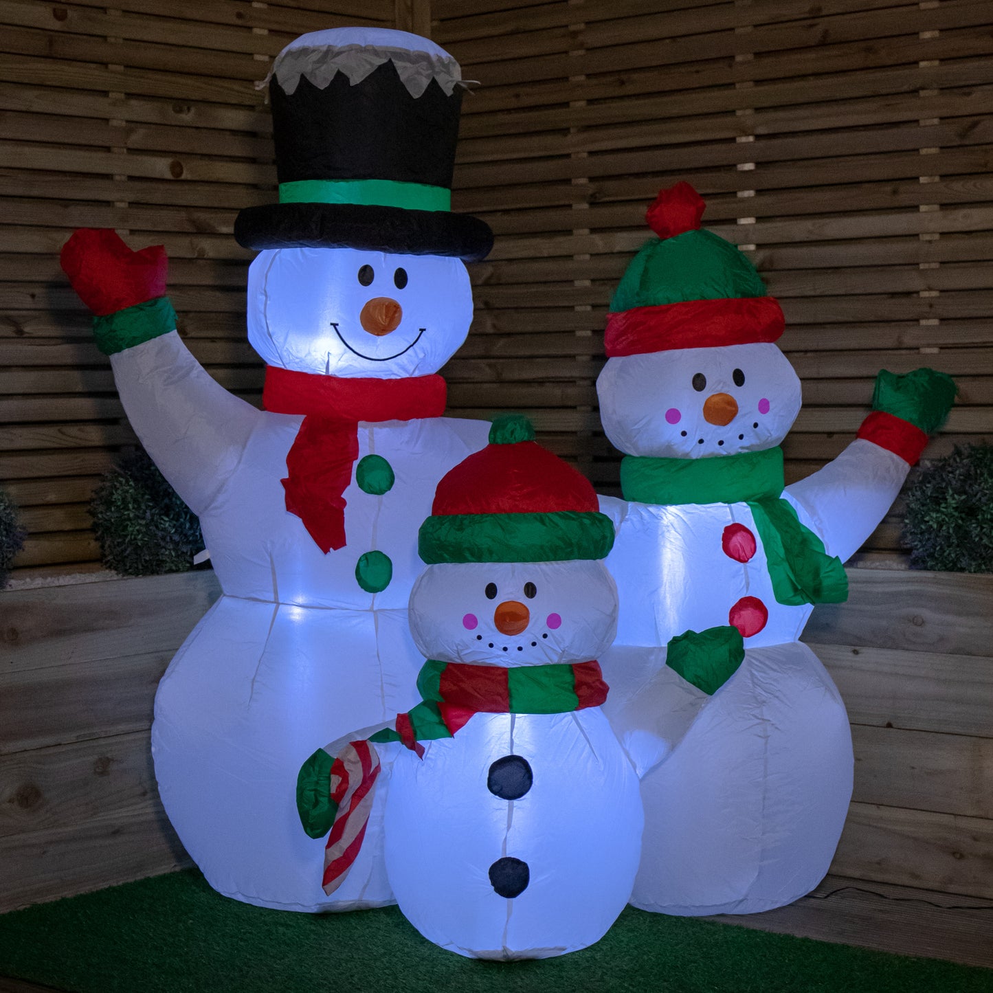 1.5m Light up Christmas Inflatable Snowman Family with 12 White LEDs