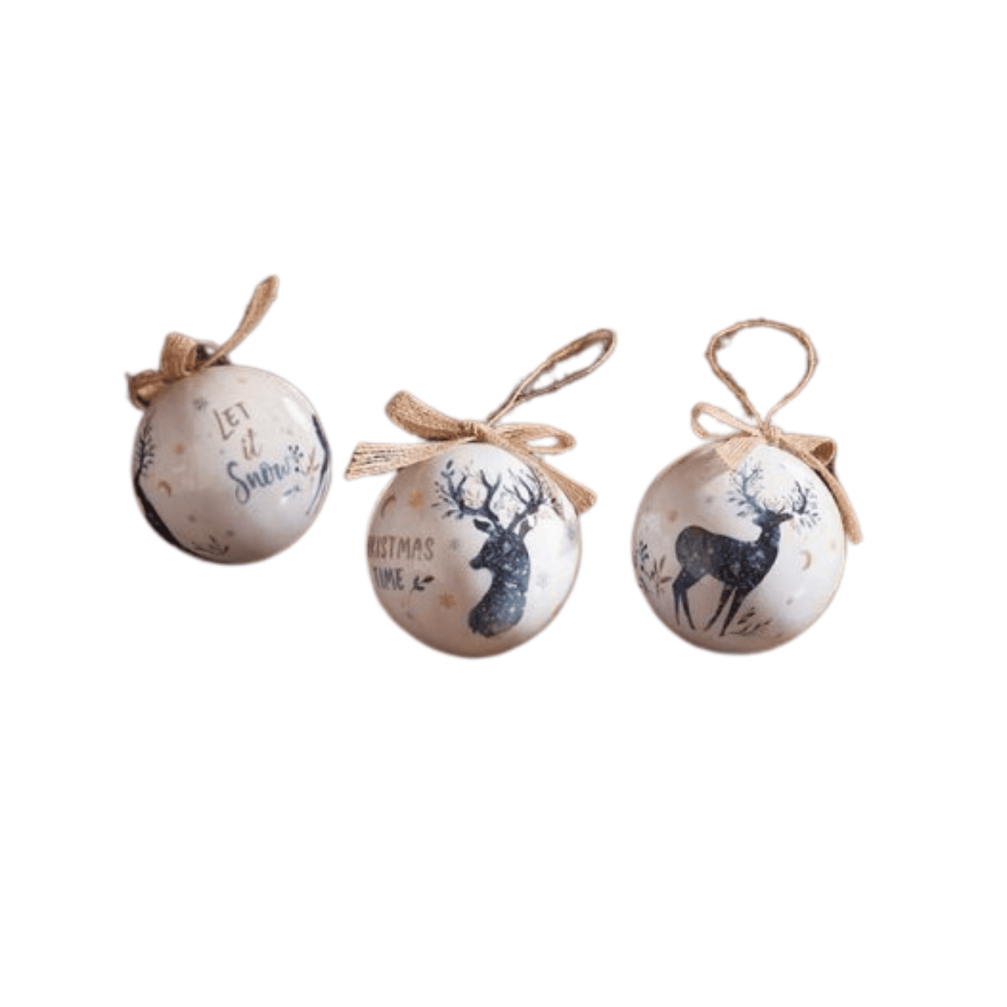 Set of 14 Traditional Vintage Christmas Stags Tree Baubles