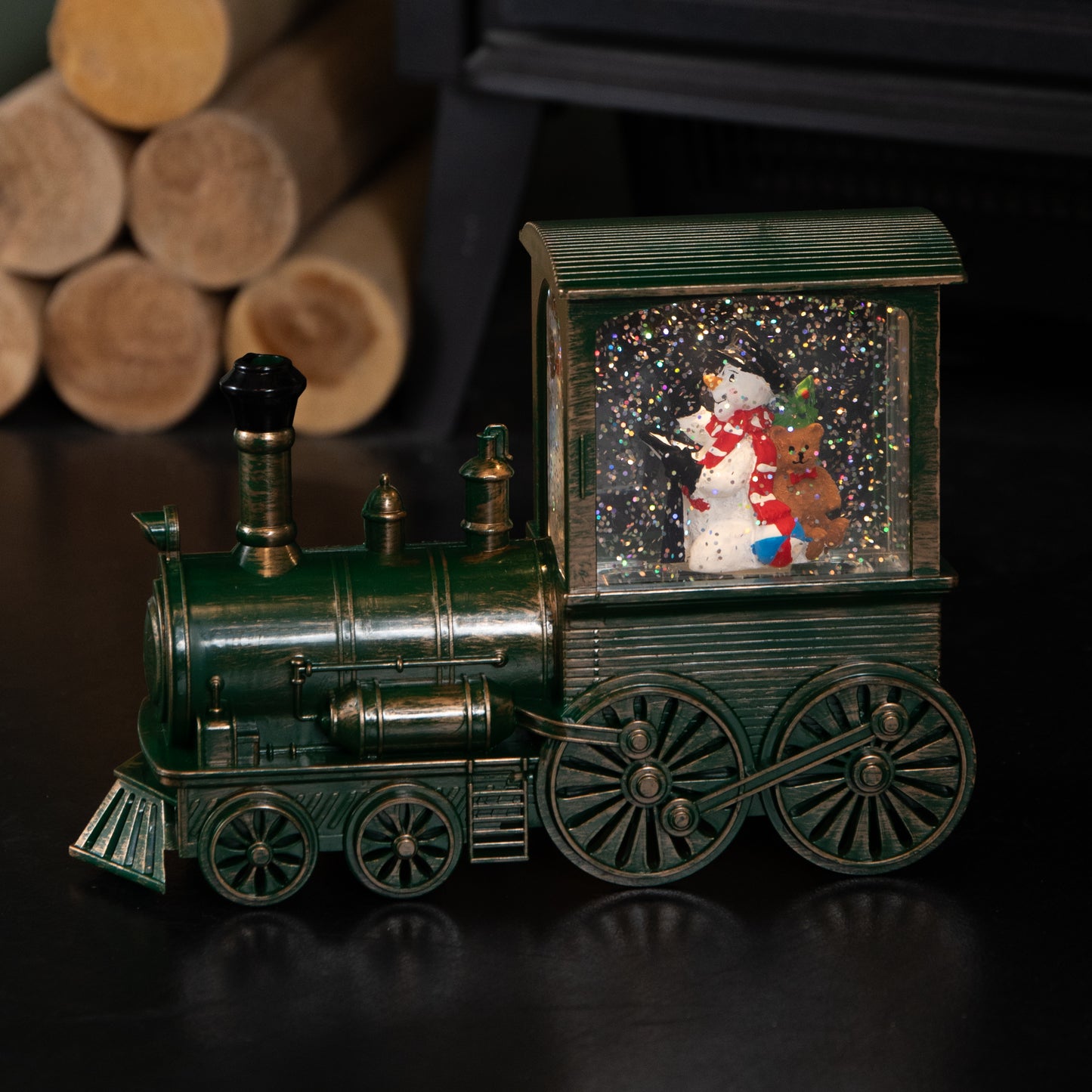 17cm Battery Operated Frosty All Aboard Snow Swirling Christmas Lantern