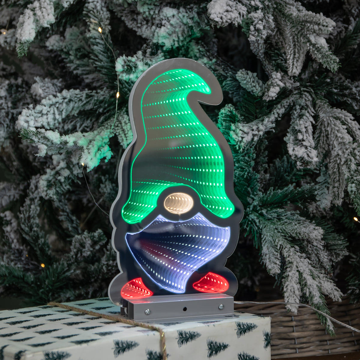 30cm LED Infinity Light Gonk - Green Hat