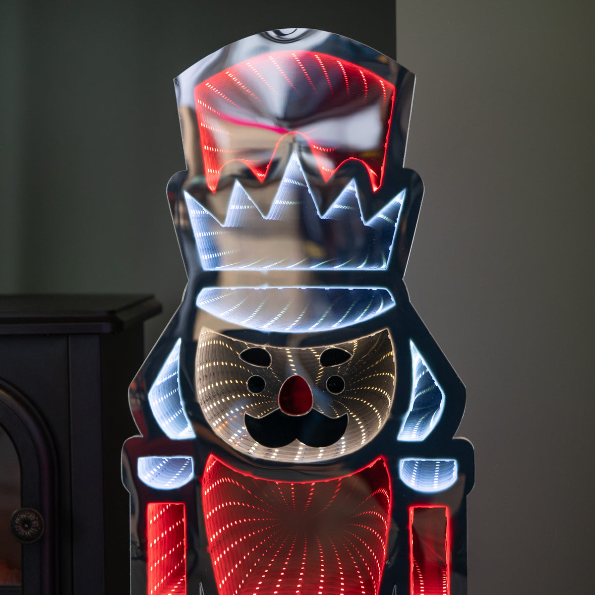 74cm LED Infinity Light Nutcracker - Red & White