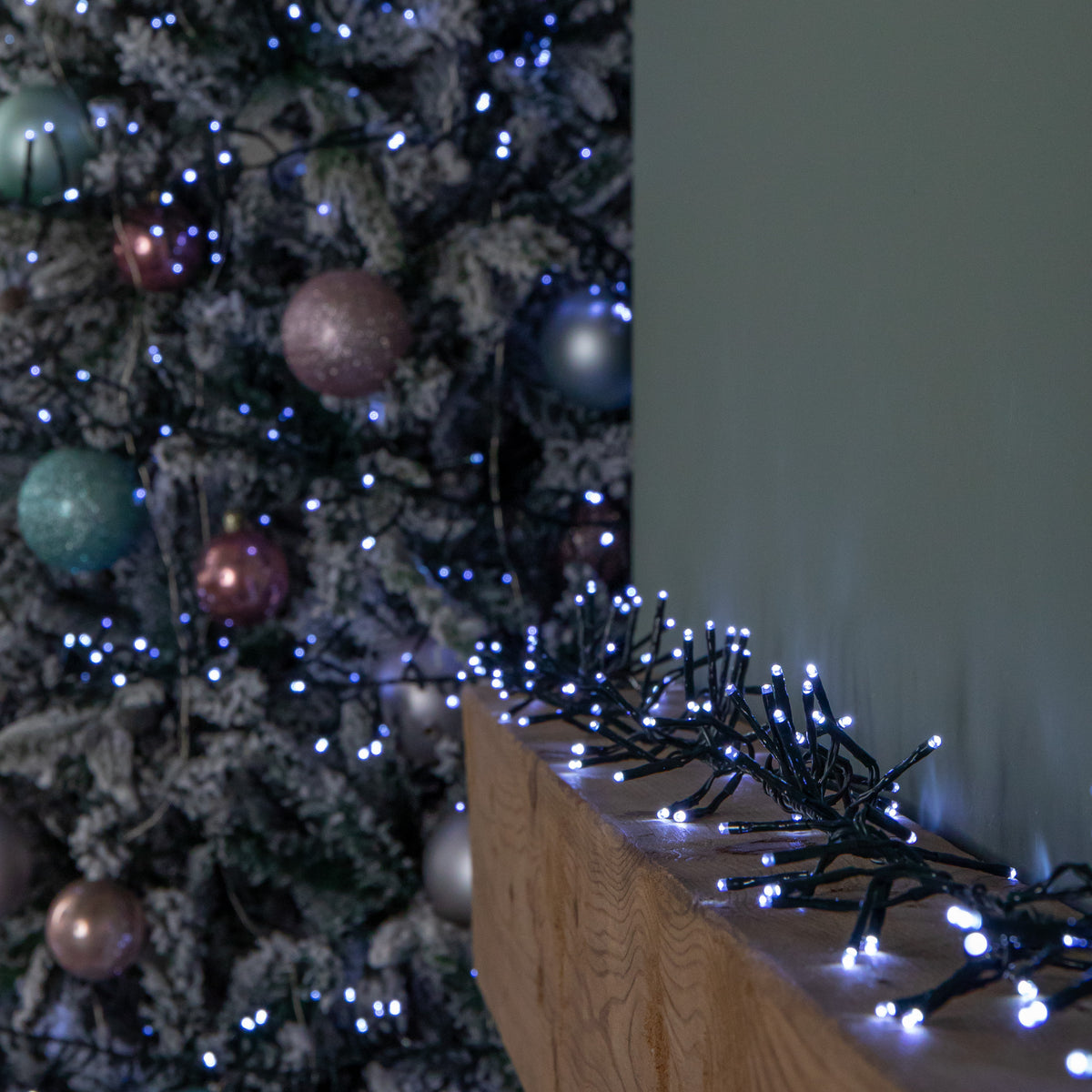 62.5m 5000 White LEDs Indoor Outdoor Cluster Christmas Lights with Timer