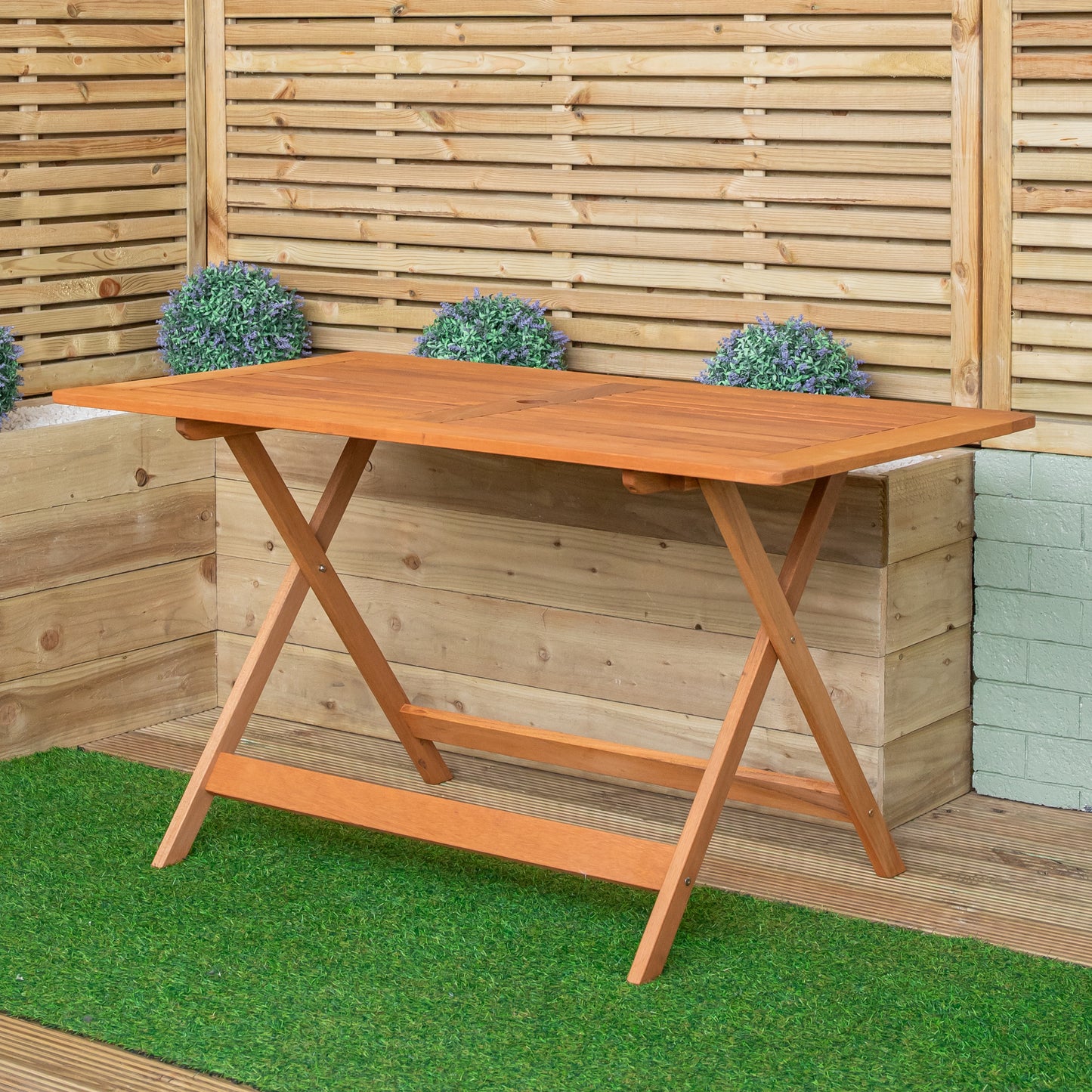 Outdoor 4 Person Folding Rectangular Wooden Garden Dining Table Chairs Set