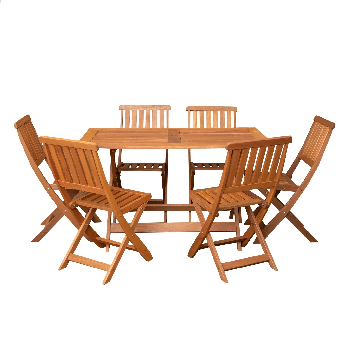 Outdoor 6 Person Folding Rectangular Wooden Garden Dining Table Chairs Set