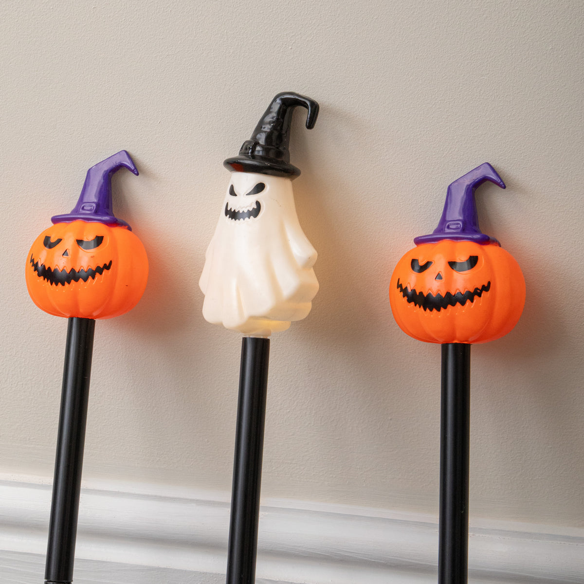 Set of 6 Halloween Light Up Pumpkin & Ghost Path Lights with Ground Stakes