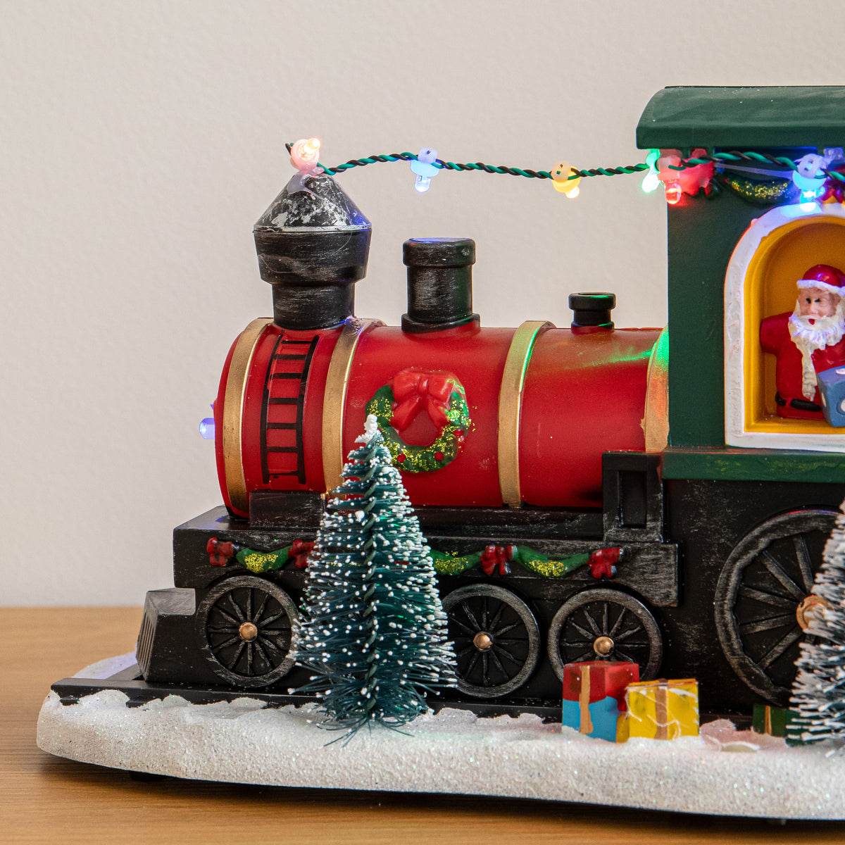 22cm Light Up Christmas Train with Santa with 8 Multi-Coloured LEDs