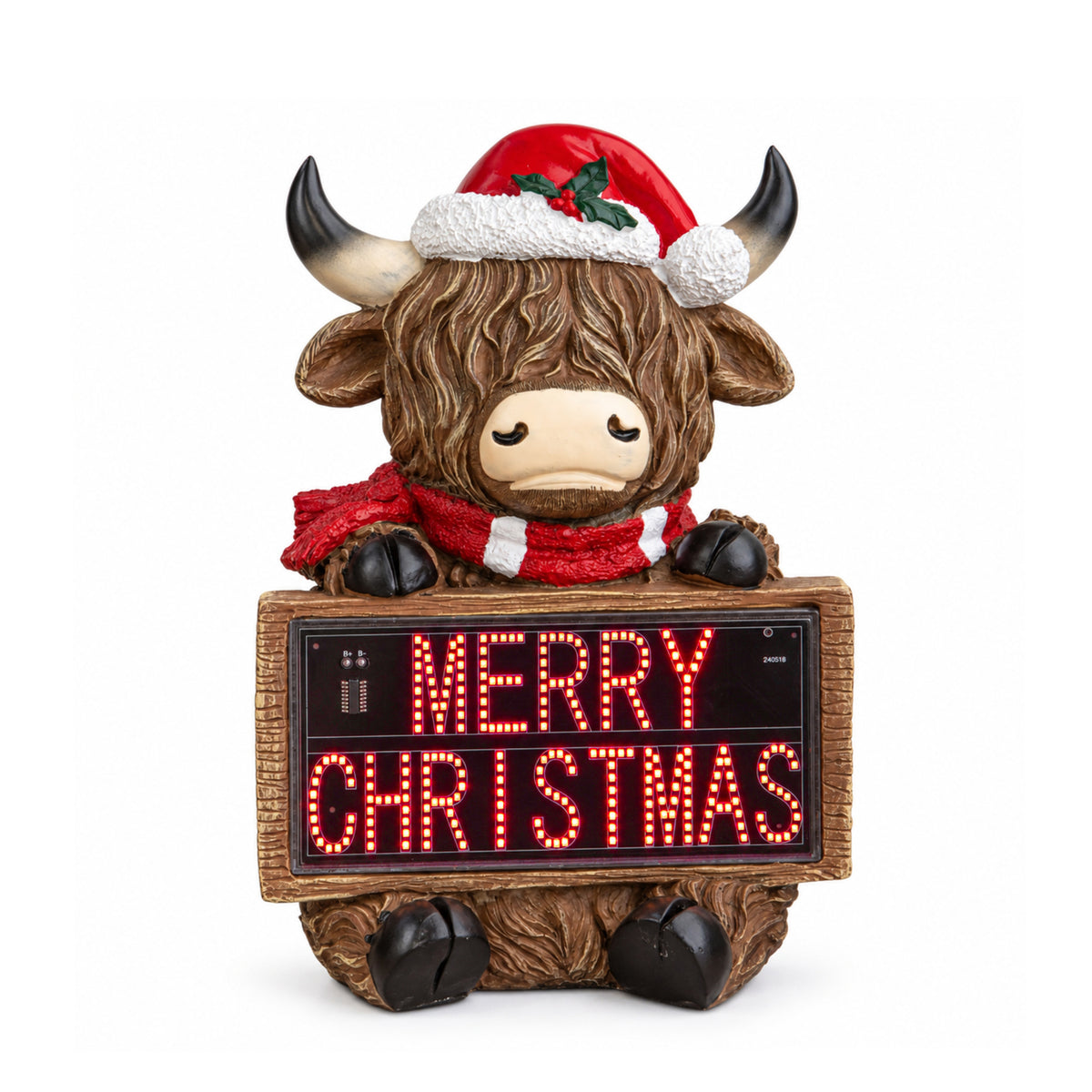 Highland Cow Merry Christmas LED Sign with Timer