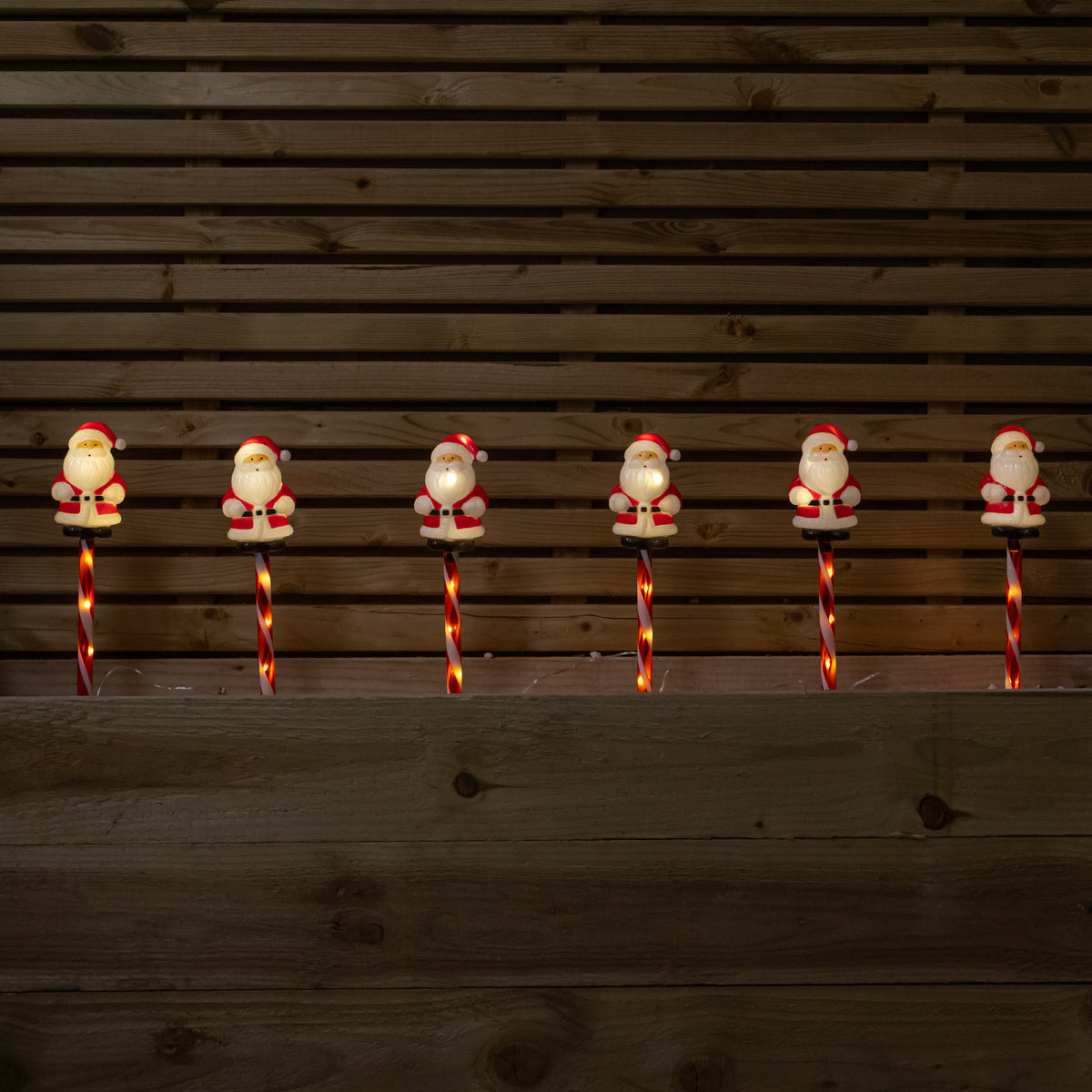 Set of 6 Santa Christmas Path Lights with Warm White LEDs