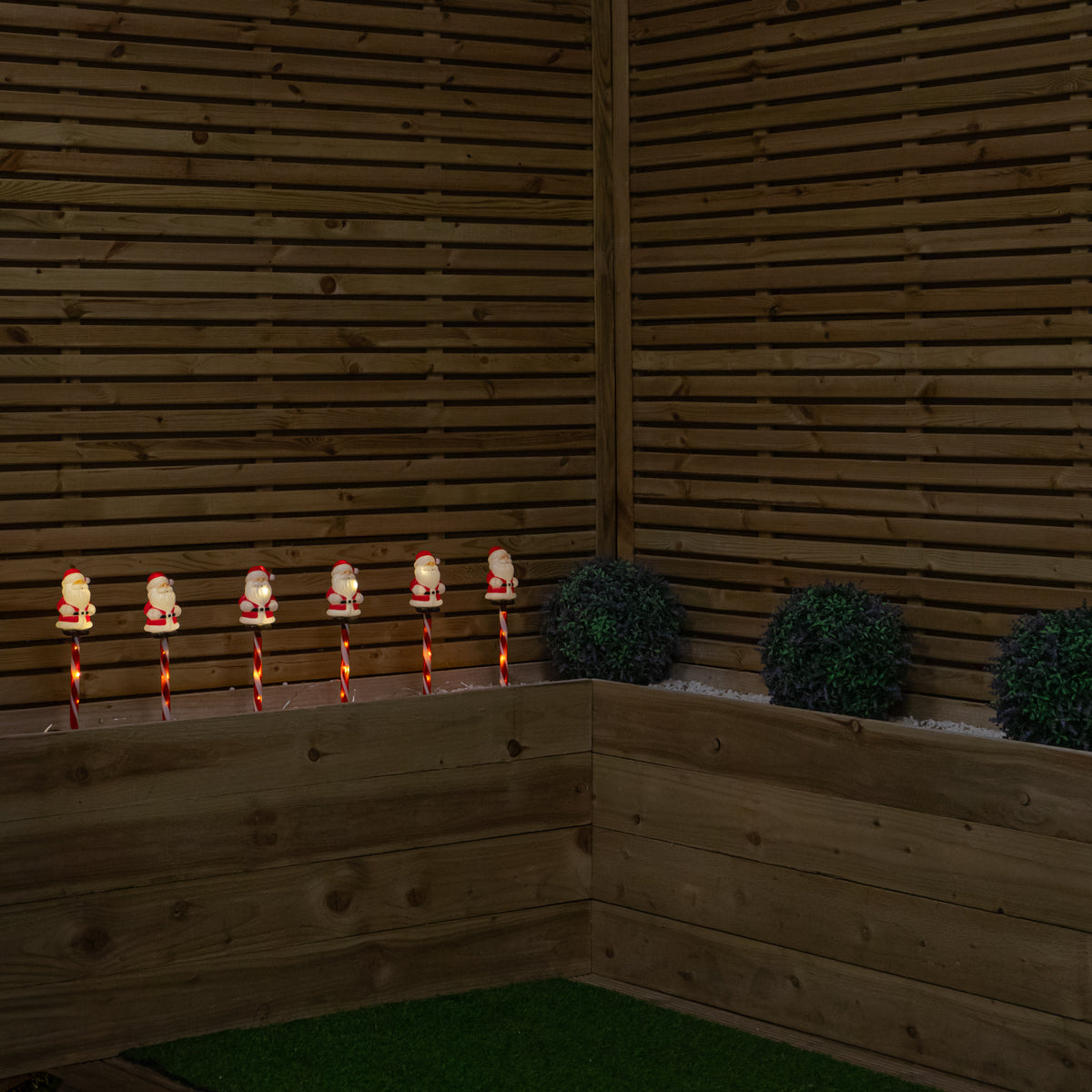 Set of 6 Santa Christmas Path Lights with Warm White LEDs