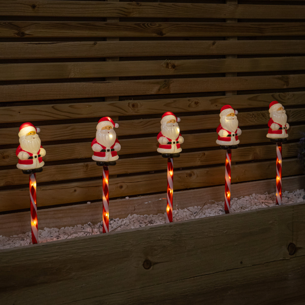 Set of 6 Santa Christmas Path Lights with Warm White LEDs