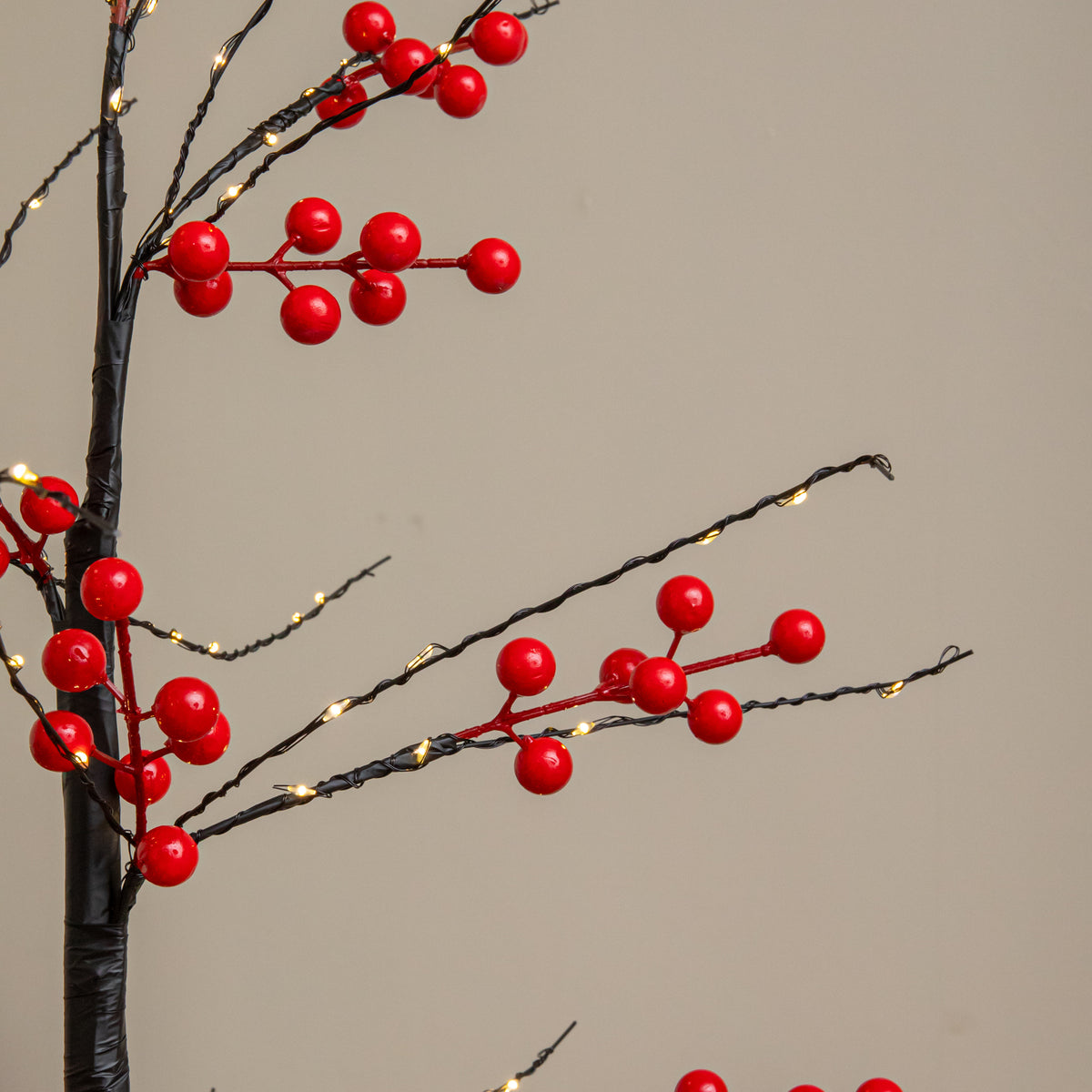 1.8m Light up Red Berry Christmas Tree with 775 Warm White LEDs