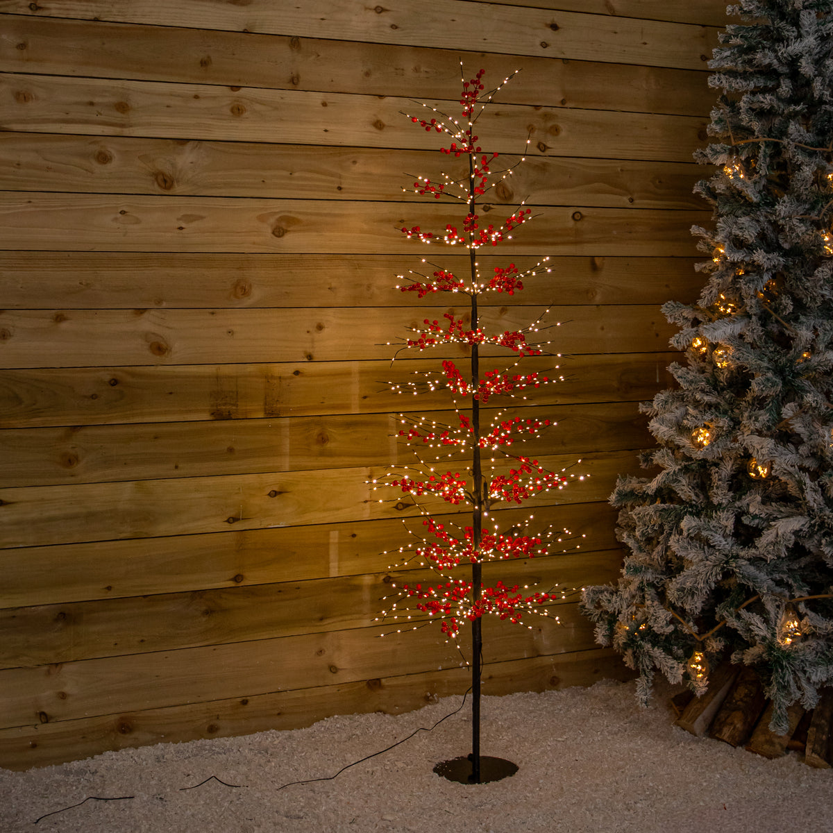 1.8m Light up Red Berry Christmas Tree with 775 Warm White LEDs