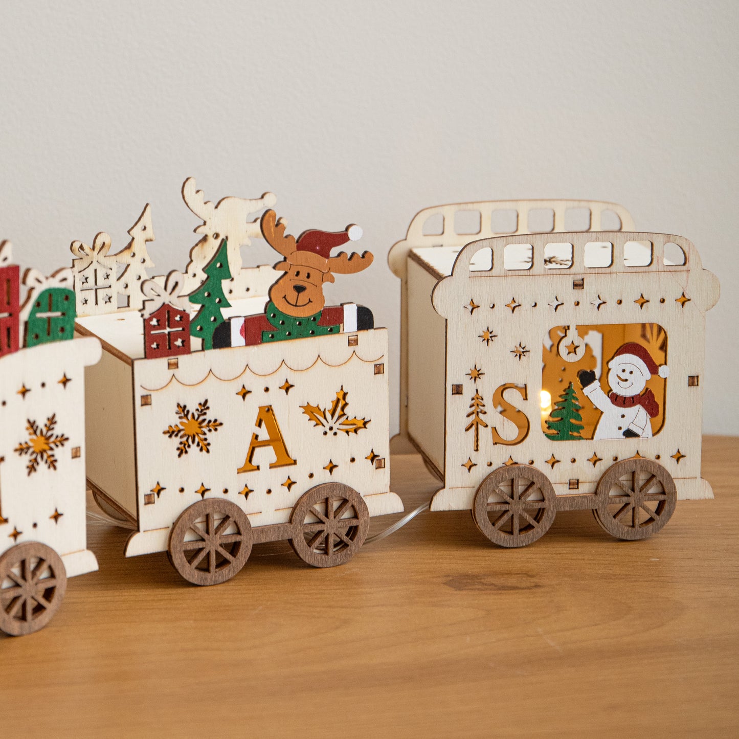 38cm Battery Powered Santa's Express Wooden Christmas Light Up Decoration