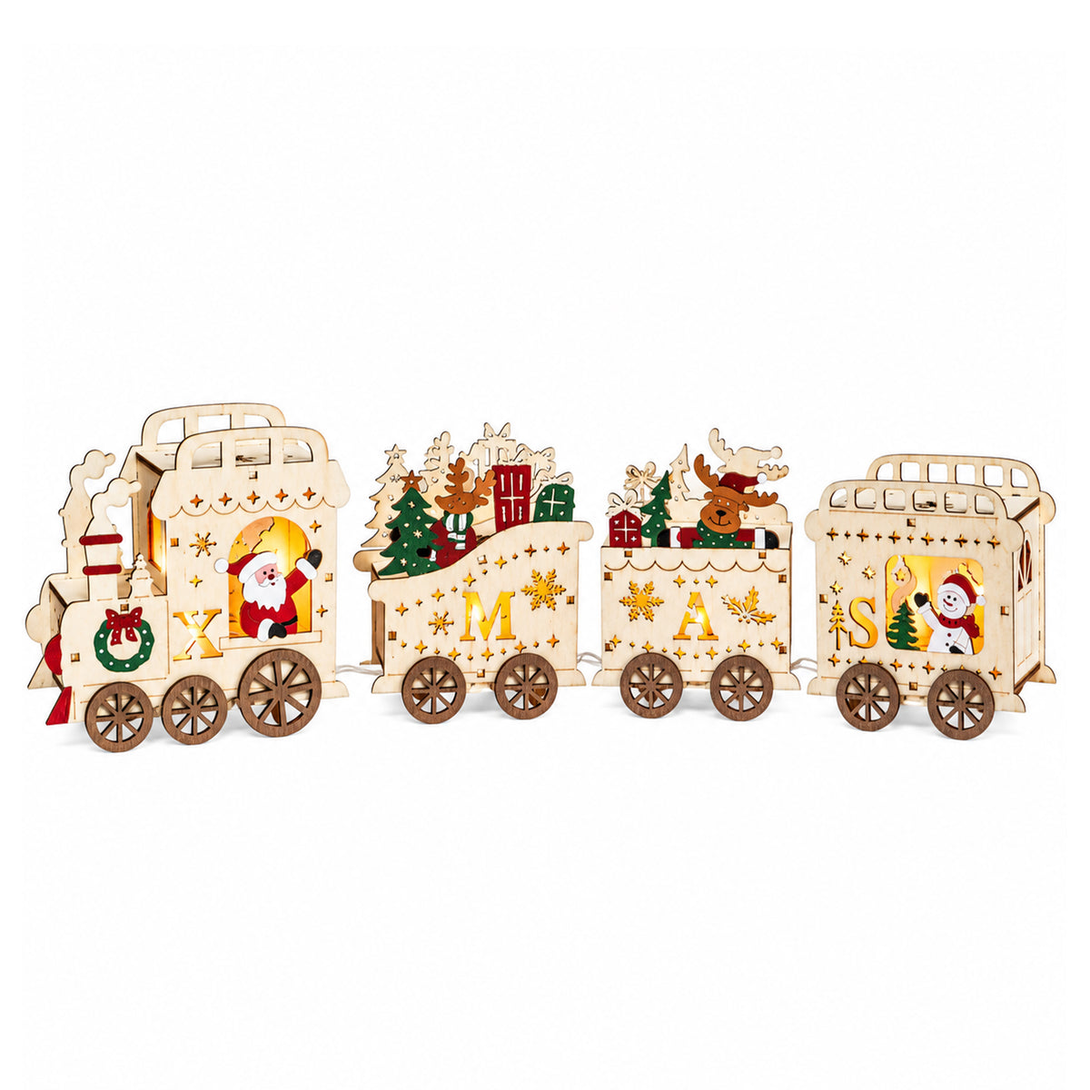 38cm Battery Powered Santa's Express Wooden Christmas Light Up Decoration