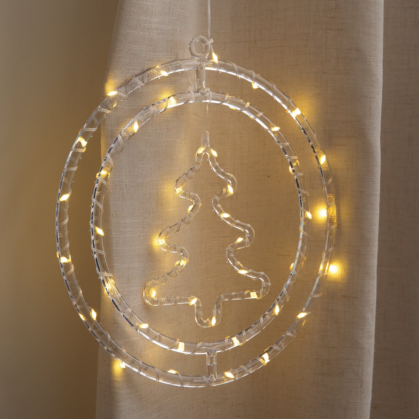 33cm Light up Hanging Christmas Tree Ring with Warm White LEDs