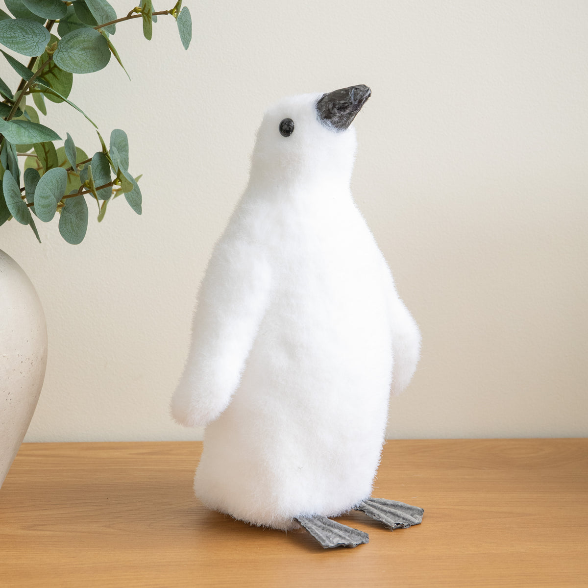 26cm Freestanding Flocked Christmas Penguin Decoration