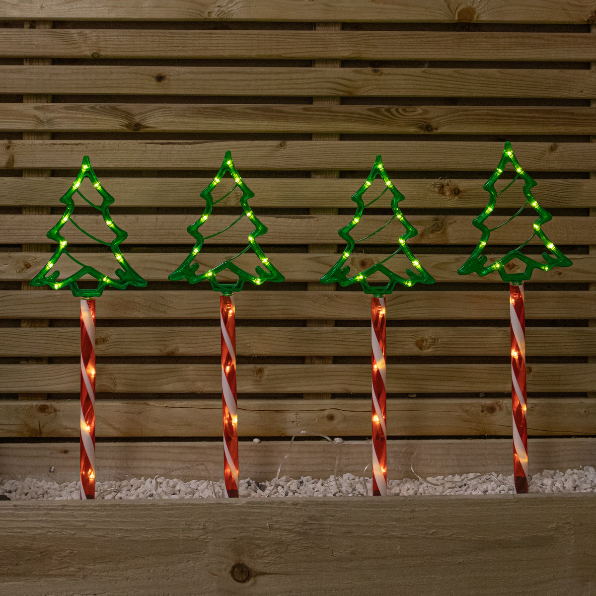 Set of 4 Christmas Tree Path Lights with Warm White LEDs